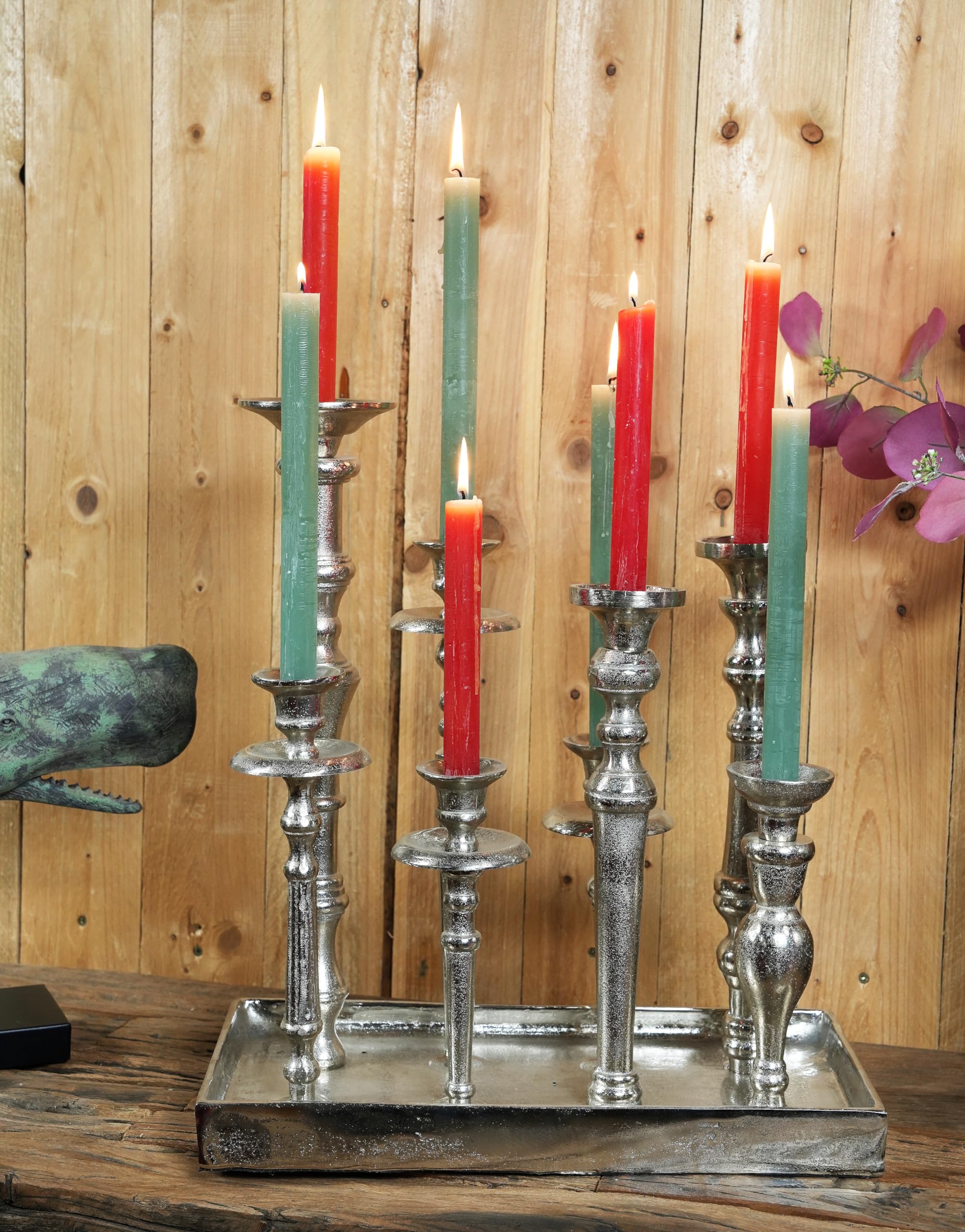 Portacandele In Alluminio Argento Per Candela Lunga – 40 Cm – Design Industriale Minimalista Per Arredamento Moderno - 2