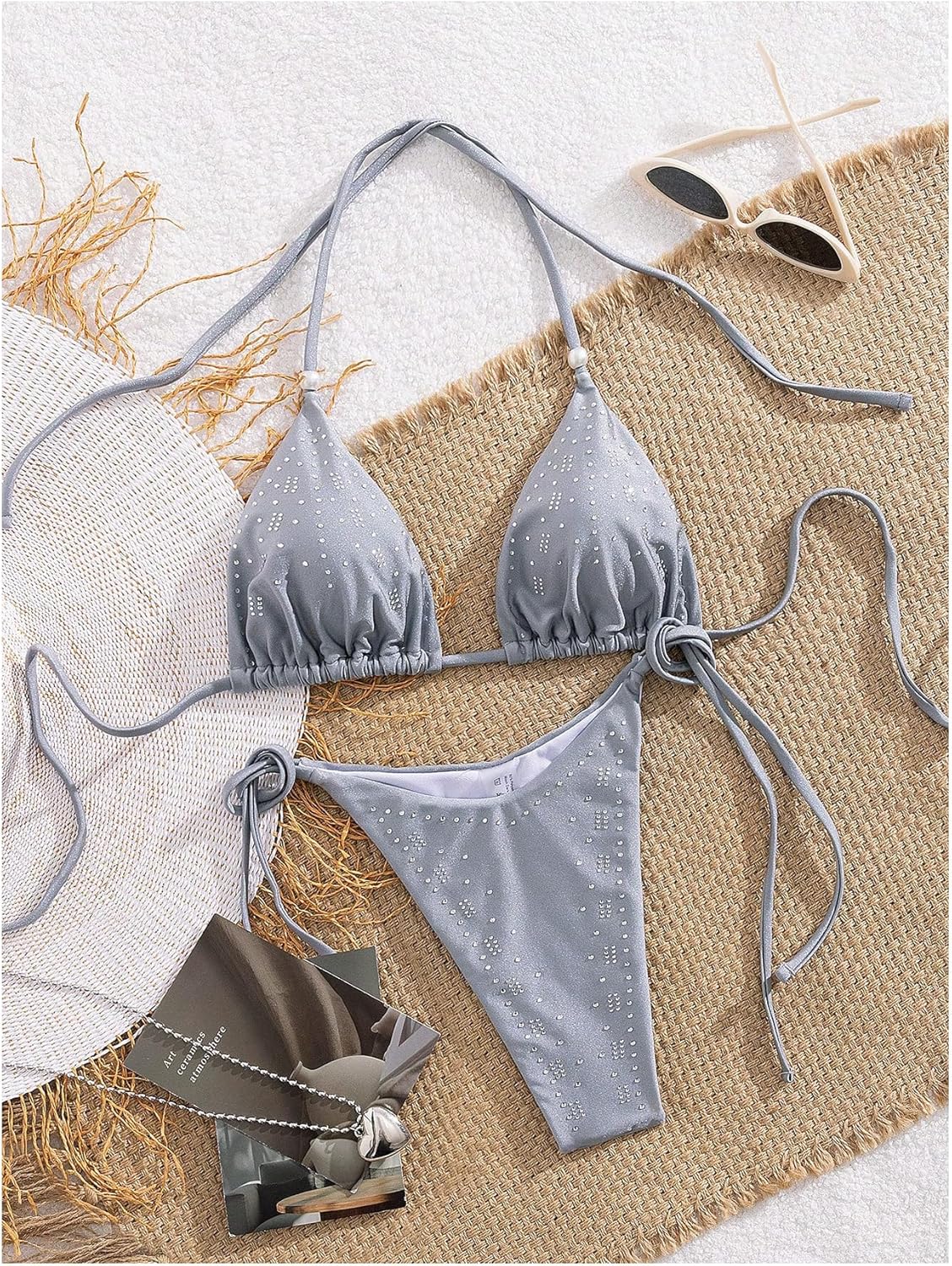 SOLY HUX Women's Bikini Swimwear Summer Beach Vacation Clothes Halter Cheeky Bathing Suits - Image 3