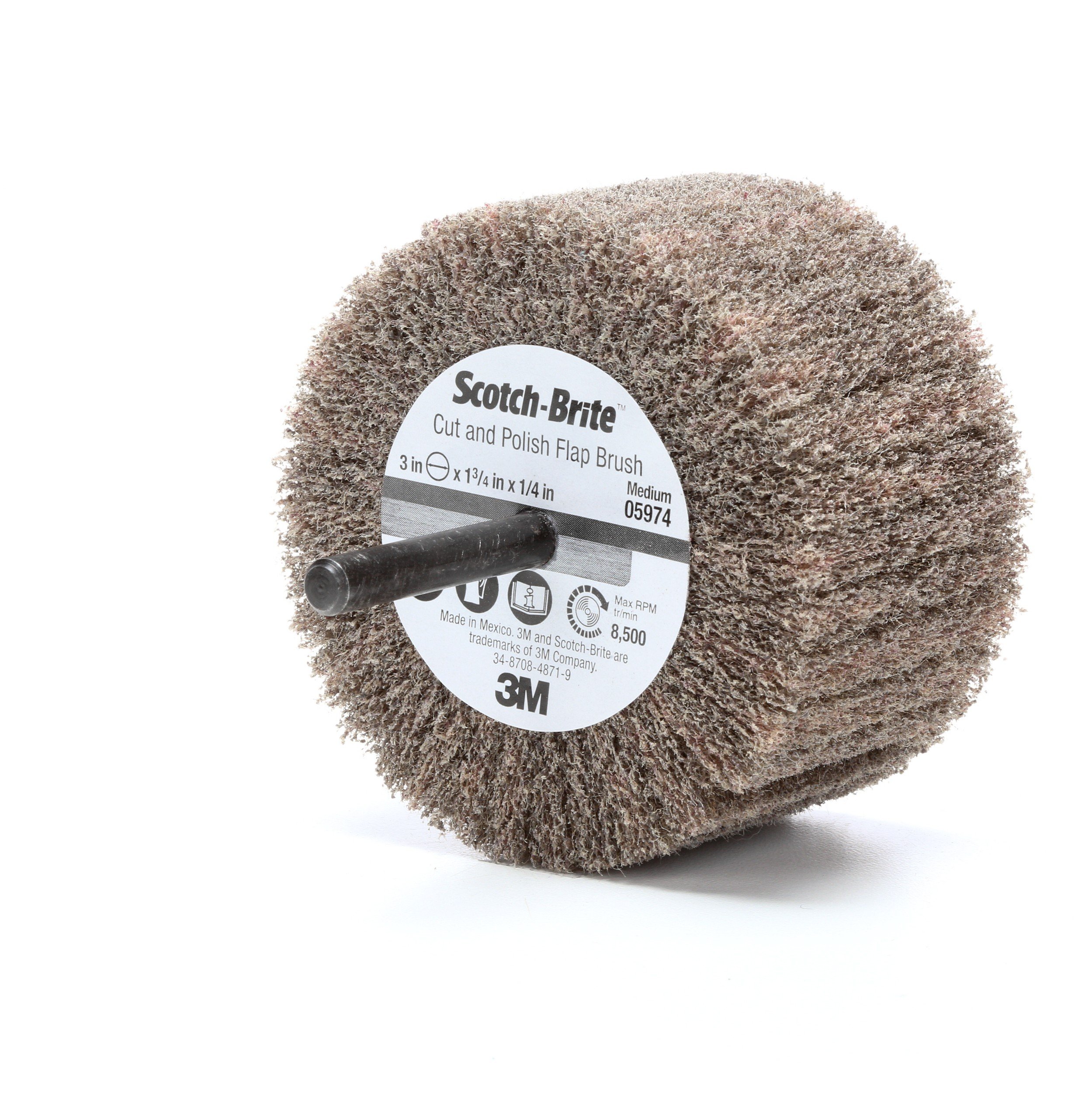 Scotch-Brite - Cepillo para cortar y pulir con solapa, 3 pulgadas x 1 3/4 pulgadas x 1/4 pulgadas A MED, 10 por caja