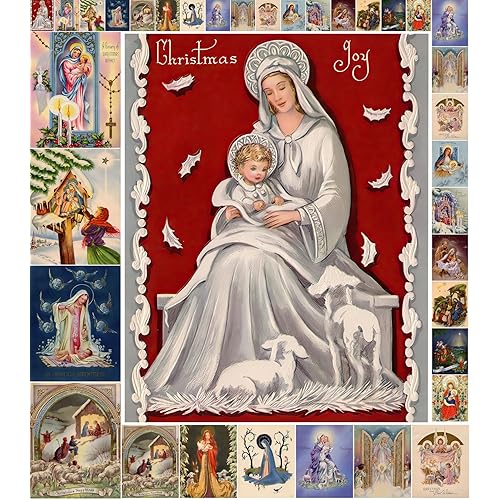 Decoupage Paper Pack (35 Sheets 6"x8") Jesus Born on This Day Christmas FLONZ Vintage Styled Christmas Pictures Cards for Decoupage, Craft and Scrapbooking
