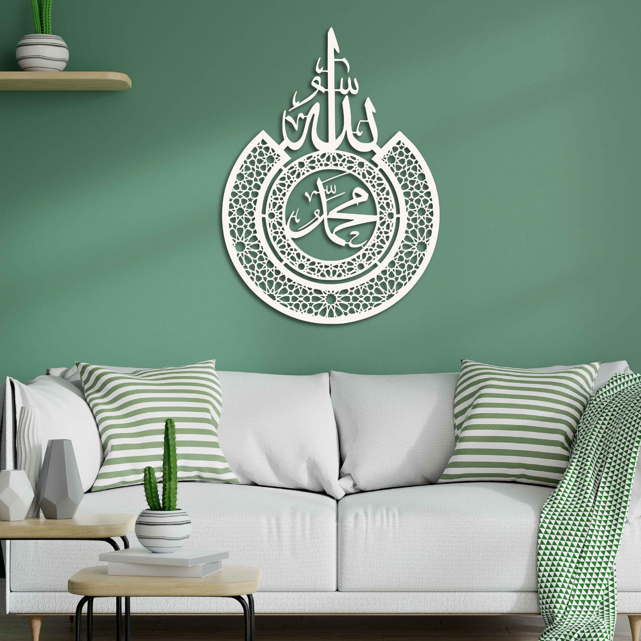 Metal Kalima Islamic Wall Art – Tawheed Calligraphy, Gold Finish, 39x15.7 Inches, Includes Hanging Kit