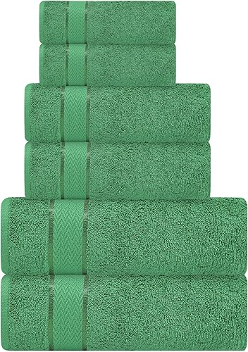 Juego de toallas de baño, 100% algodón, 2 toallas de baño, 2 toallas de mano y 2 toallas pequeñas, de secado rápido, absorbentes, suaves y