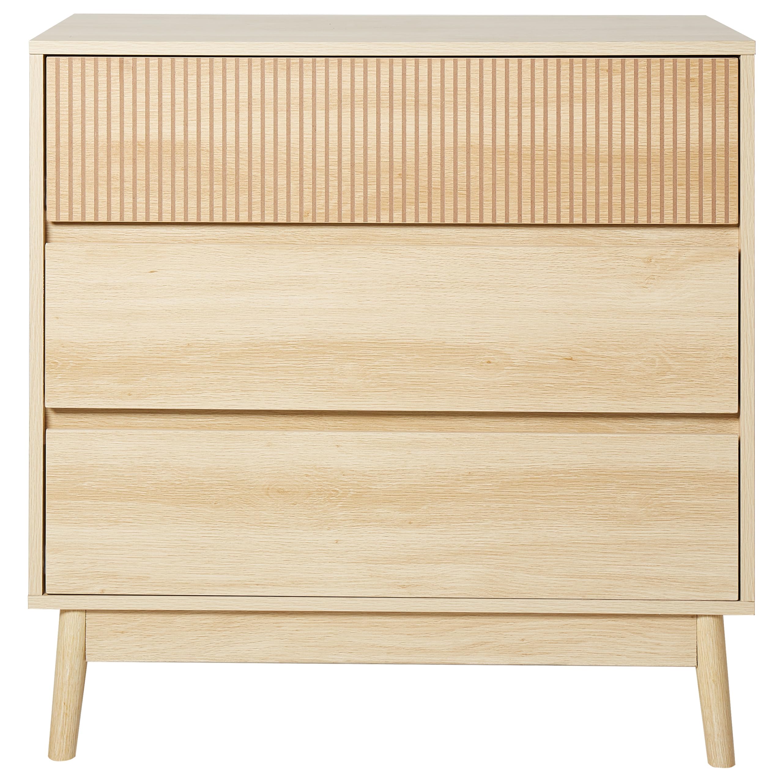 Beliani Cassettiera moderna a 3 cassetti MDF Gambe in legno di pino Legno chiaro Galles