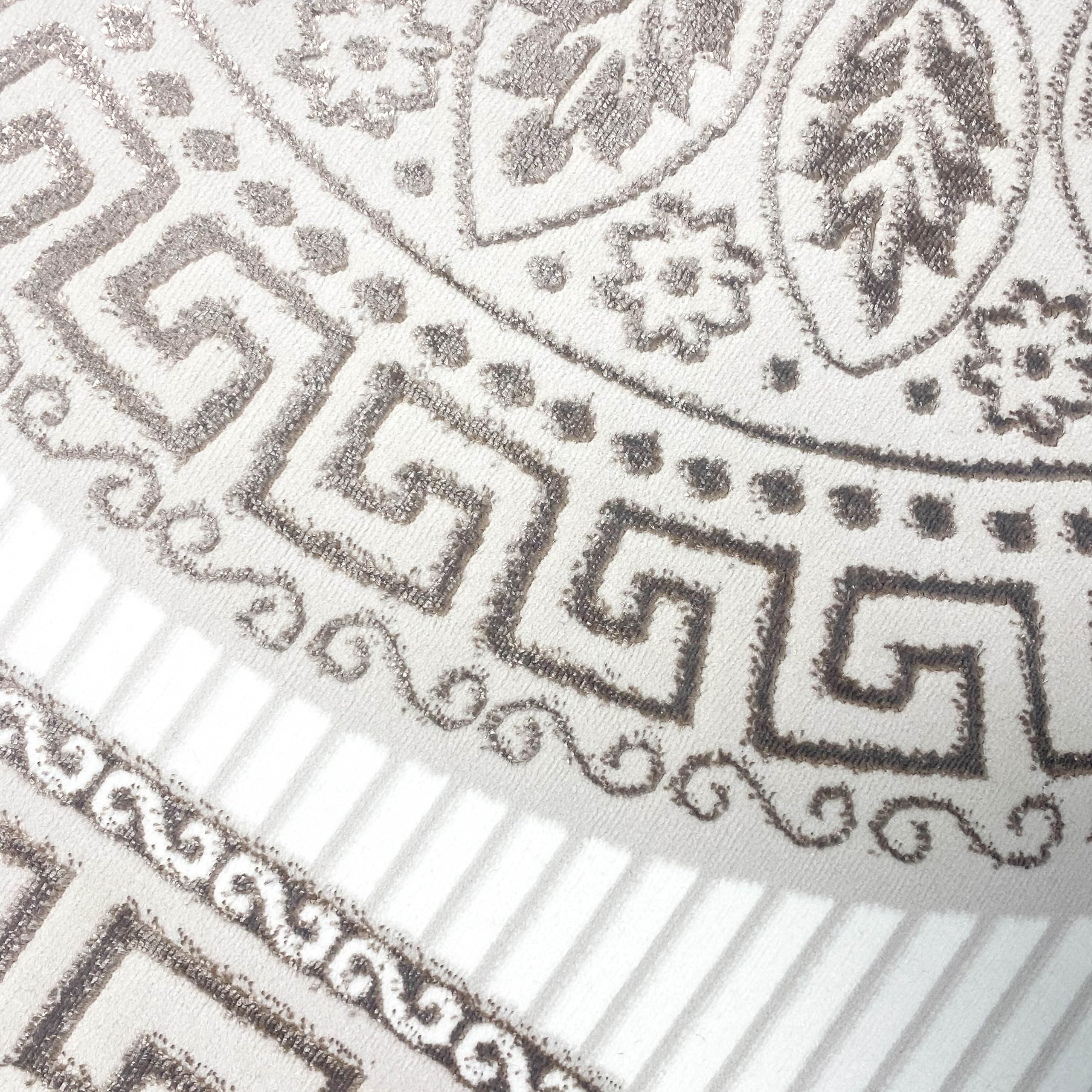 Teppich-Traum Séjour Chambre Tapis Grand à Poils Courts Design Moderne Noble Orient Brillant Ornements Crème Beige 200 cm Ronde