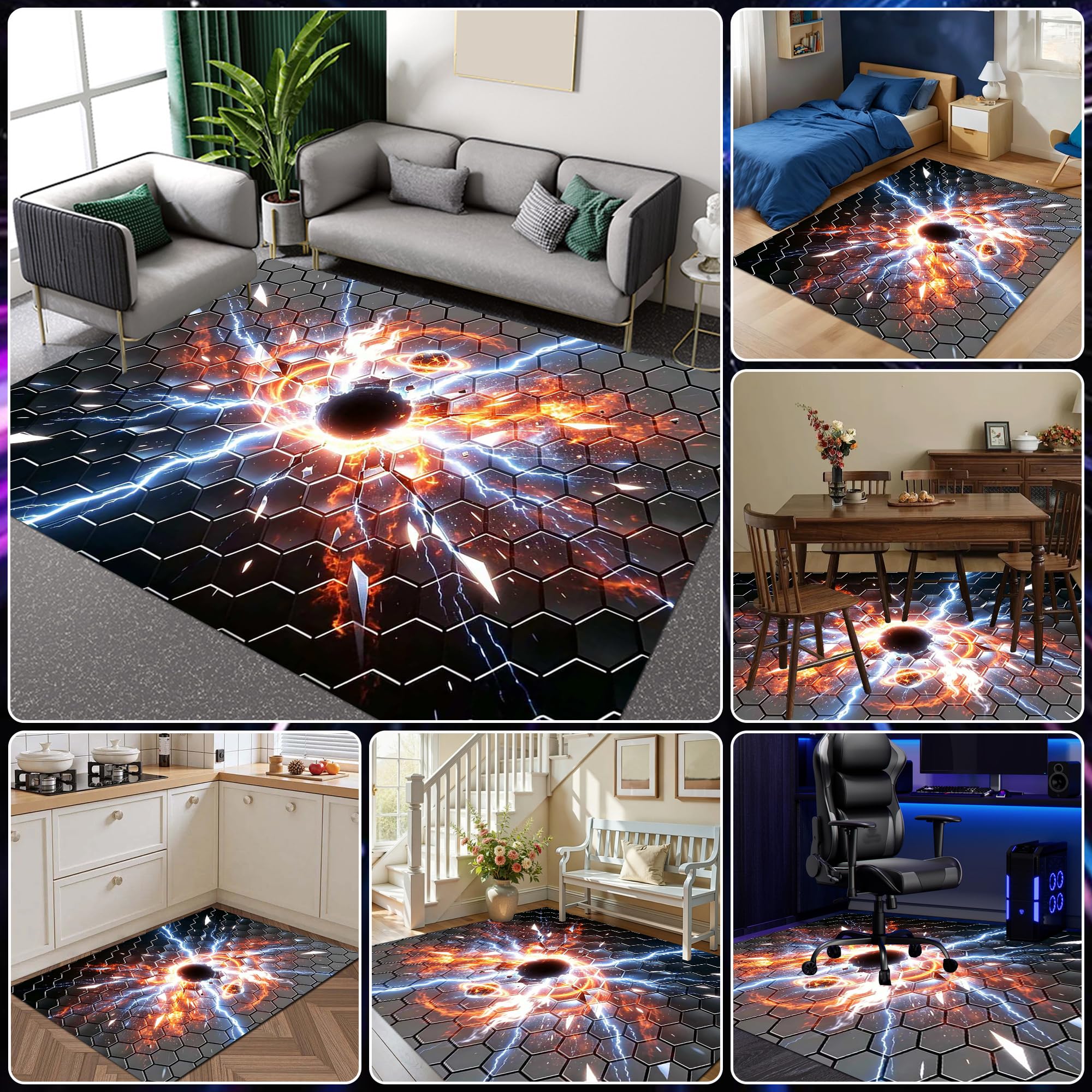 Tapis Gamer Sol, Tapis Chambre Garcon Tapis de Salon Lavable en Machine Antidérapant Tapis Chambre pour la Chambre à Coucher, Le Bureau à Domicile 90 x 140 cm