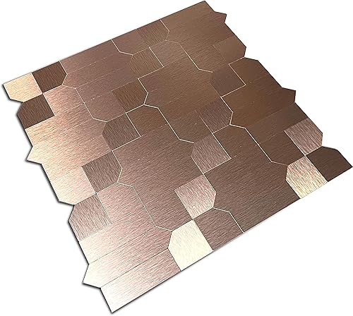 Miniatura 2 de XUANINY 7 hojas de azulejos metálicos para salpicaduras de muro, autoadhesivas, múltiples formas, mosaico de aluminio 3D, adhesivo de pared para