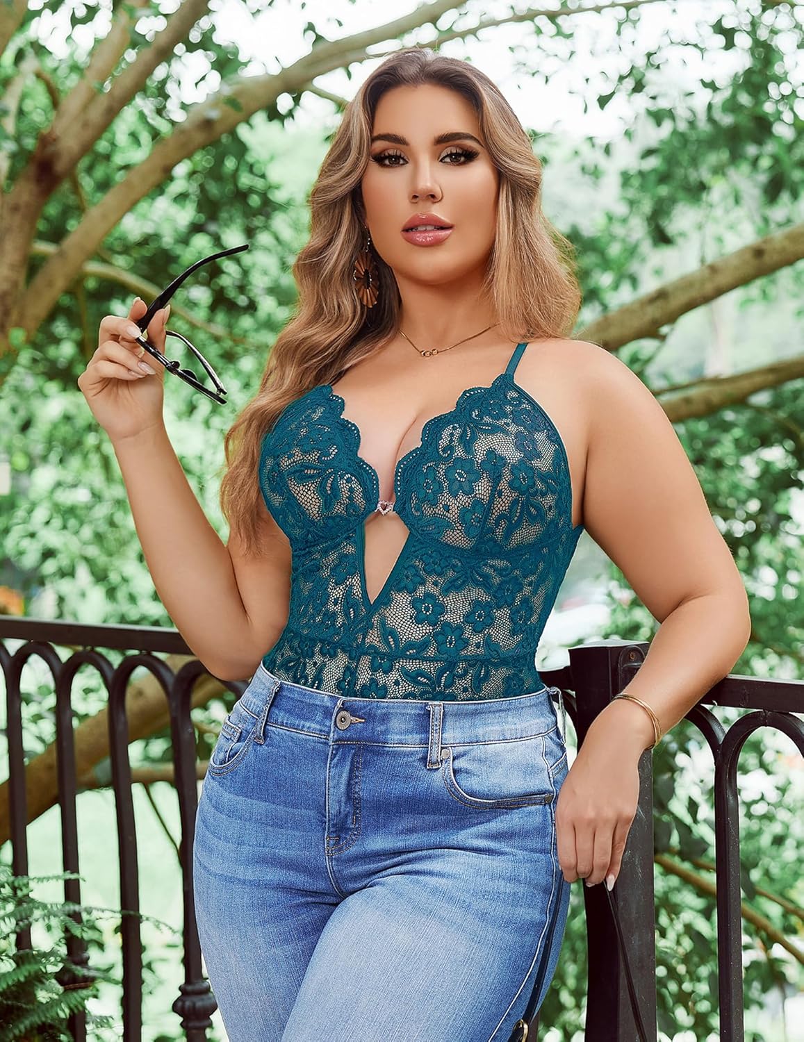 Avidlove Women Plus Size Lingerie Lace Teddy Deep V Lingerie Bodysuit One Piece Babydoll 14-22 Plus - Image 3