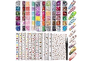 12 Sheets Nail Art Sticker 3D Self-Adhesive: Mini Nail Stickers for Endless Designs