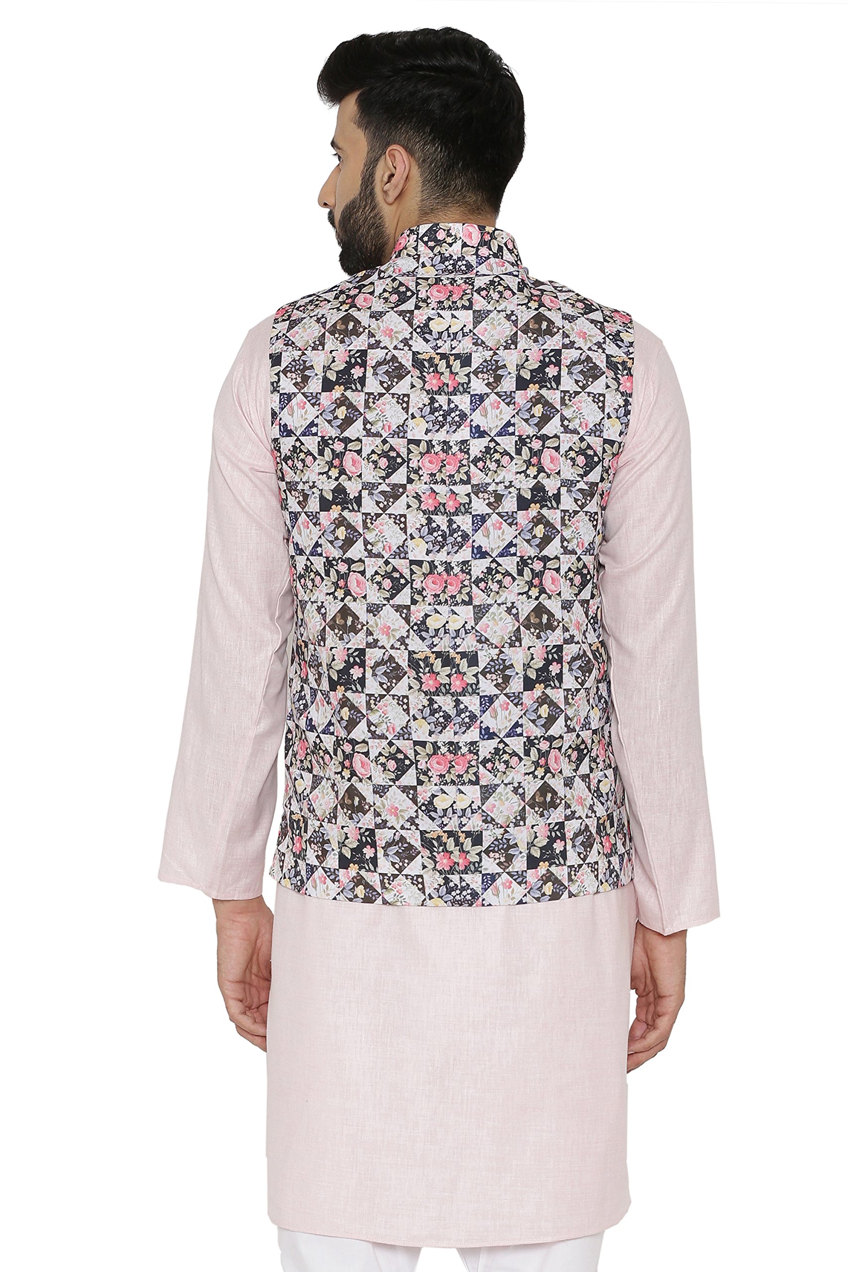 WINTAGE Men's Printed Nehru Jacket Vest Waistcoat 1