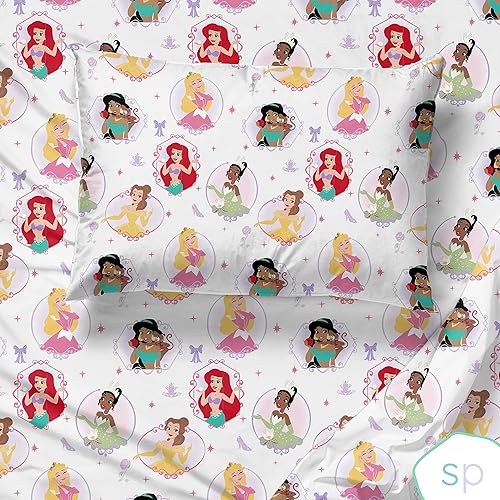 Miniatura 6 de Saturday Park Disney Princess Besties - Juego de sábanas de 4 piezas, 100% algodón orgánico, certificado GOTS y Oeko-TEX (oficial de Disney)