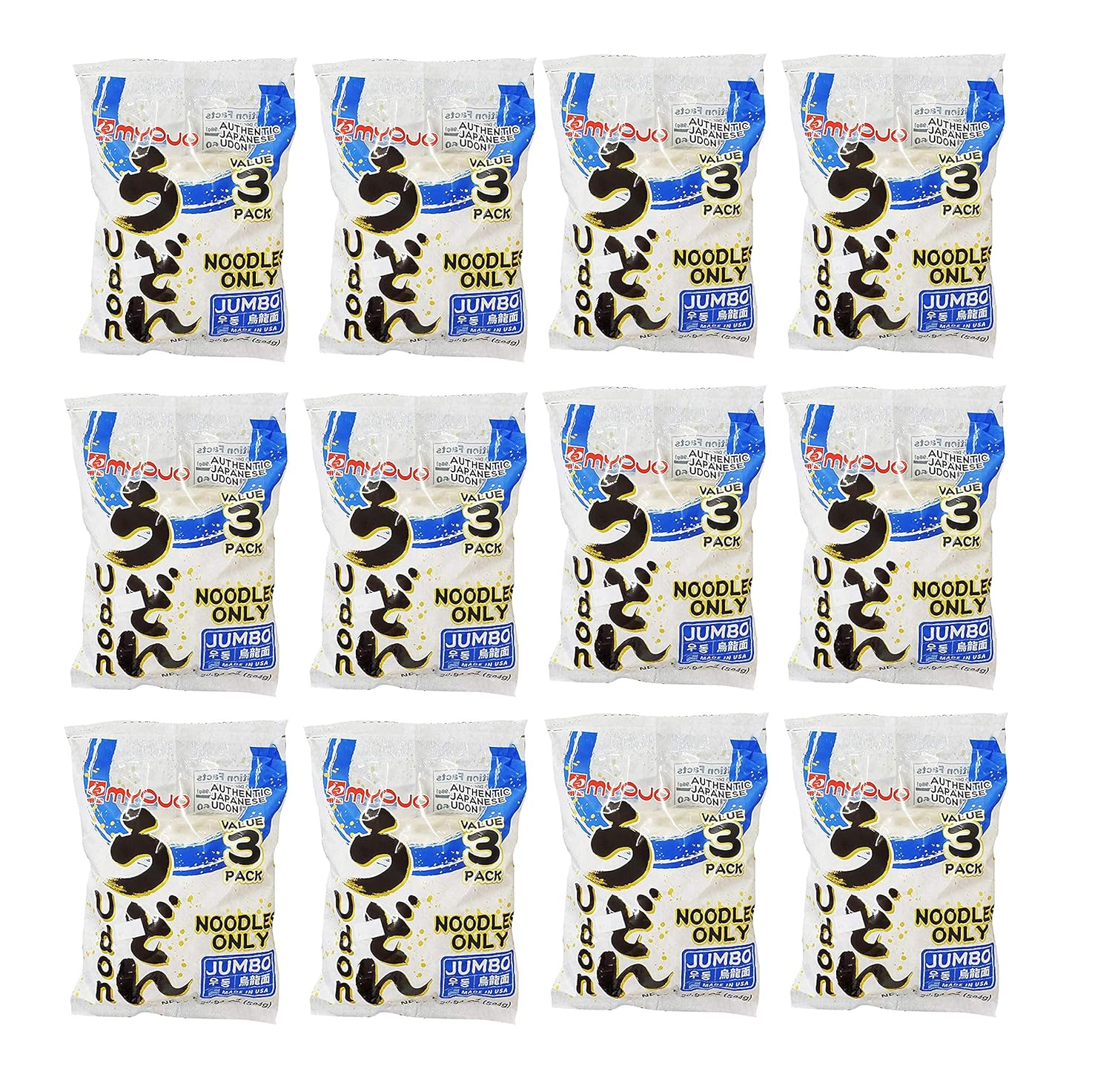 Myojo Jumbo Size Authentic Japanese Udon Noodles (Pack of