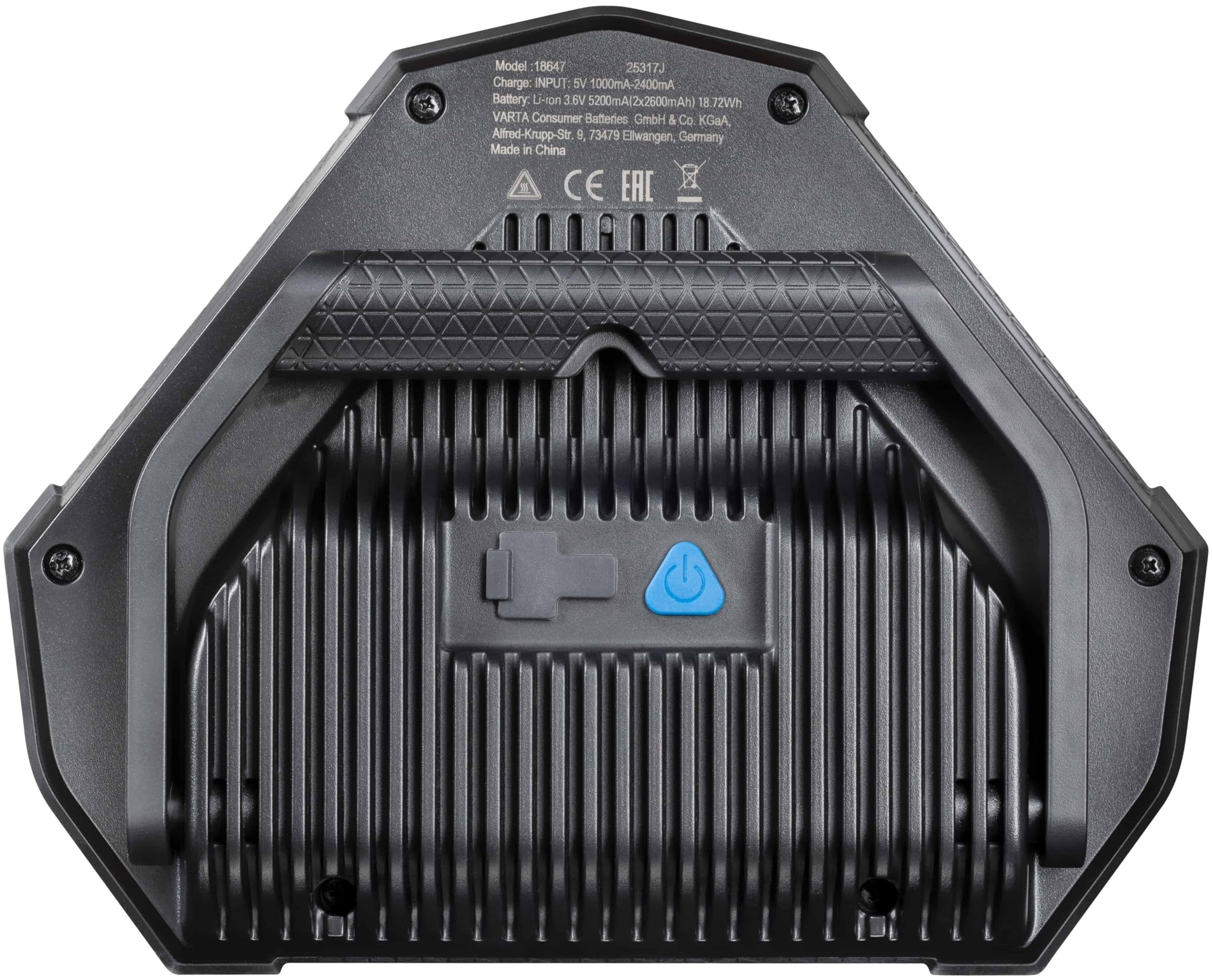 VARTA Foco de trabajo LED, recargable, Work Flex Stadium Light, IP54 | Luz de trabajo 1450 lm, 3 modos de luz, 15 h autonomía, Li-Ion recargable, soporte ajustable, carcasa robusta y duradera