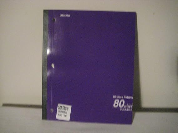 OfficeMax Wireless Notebook, Quad Ruled, 80 Sheets, 10.5 x 8.5, Assorted
