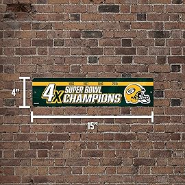 Rico Industries NFL Green Bay Packers - 4X Champ Plastic Street Sign - Home Dcor - Wall Sign
