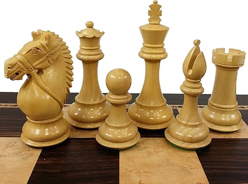 Miniatura 5 de HPL Juego de ajedrez de madera de acacia con puente King Staunton de 4 pulgadas con tablero de madera de arce de ébano y pájaro de 20 pulgadas