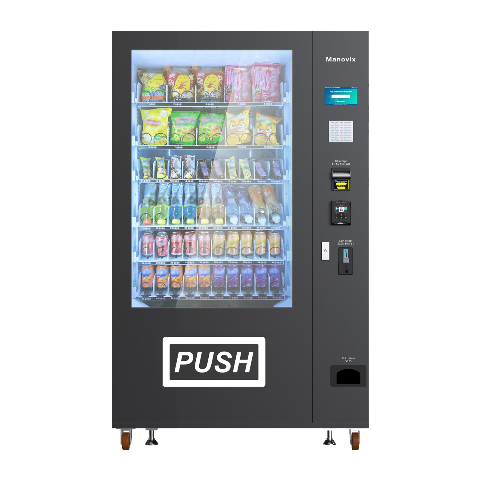 Image of Refrigerated Beverage Vending Machine for Business, Large 60 Slots Snack Drink Combo Commercial Vending Machine Durable Cashless Vending Machine with Card Reader and Bill Coin Acceptor