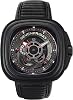 Seven Friday P3B01 Mens Wristwatch, Watch Black Genuine Leather Strap Waterproof 3ATM