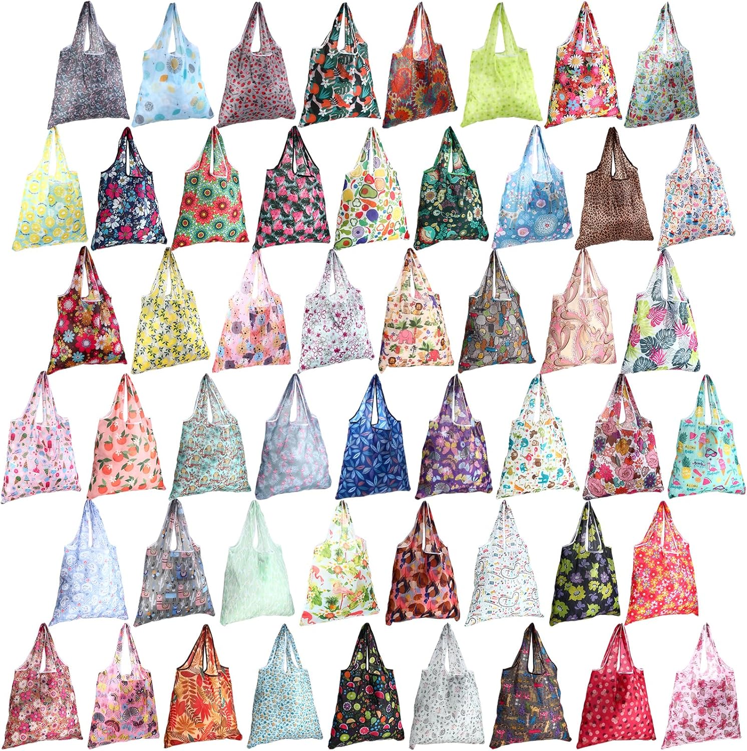 Paterr 50 Pack Reusable Grocery Bags Foldable Shopping Bags Bulk Washable Grocery Tote with Carry Pouch for Groceries