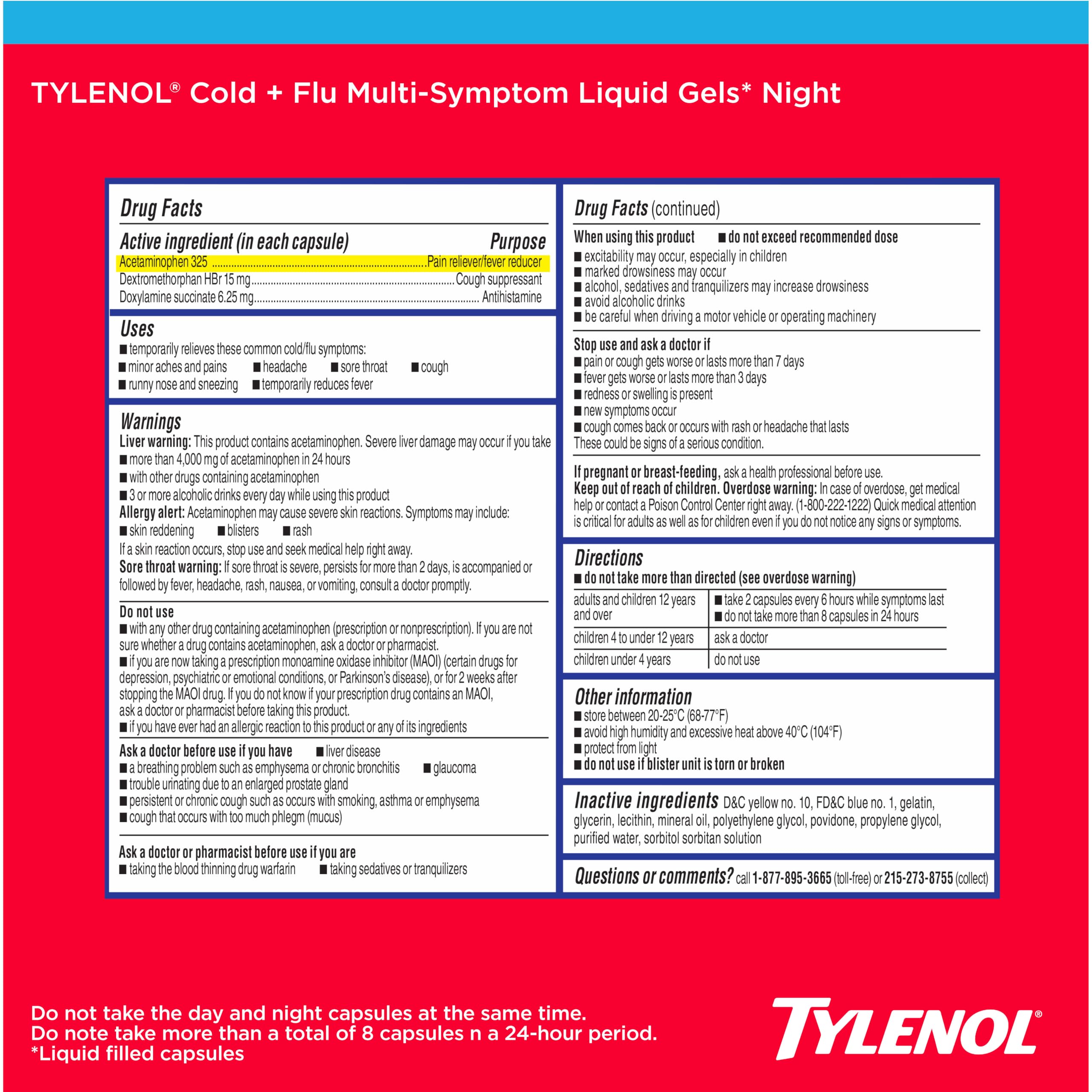 Tylenol Day & Night Cold & Flu Liquid Gels, Combo Pack, 24 ct — Amazon image 7