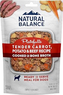 Natural Balance Platefulls Homestyle Adult Grain-Free Wet Dog Food, Tender Carrot, Potato & Beef Recipe Cooked in Bone Broth, 9 Ounce (Pack of 12)