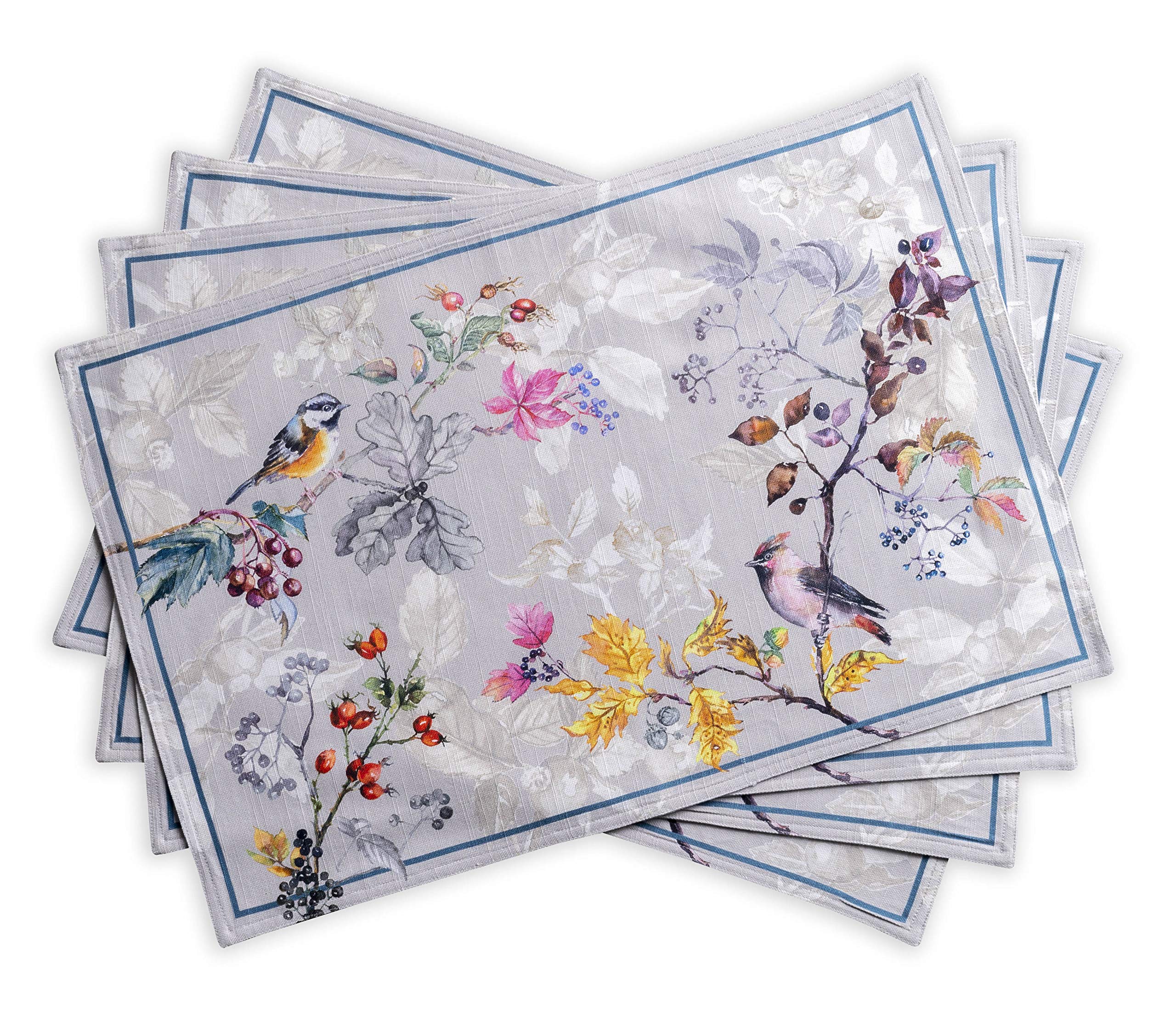 Maison D'hermine Equinoxe Set Di 4 Tovagliette 100% Cotone, Per Tavolo Da Pranzo, Cucina, Matrimonio, Uso Quotidiano, Cene, Ringraziamento/Natale (Grey, 33Cm X 48Cm)-image