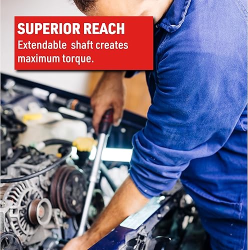 Miniatura 4 de EZRED MR482FL - Juego de trinquete extensible, 3 piezas, color plateado