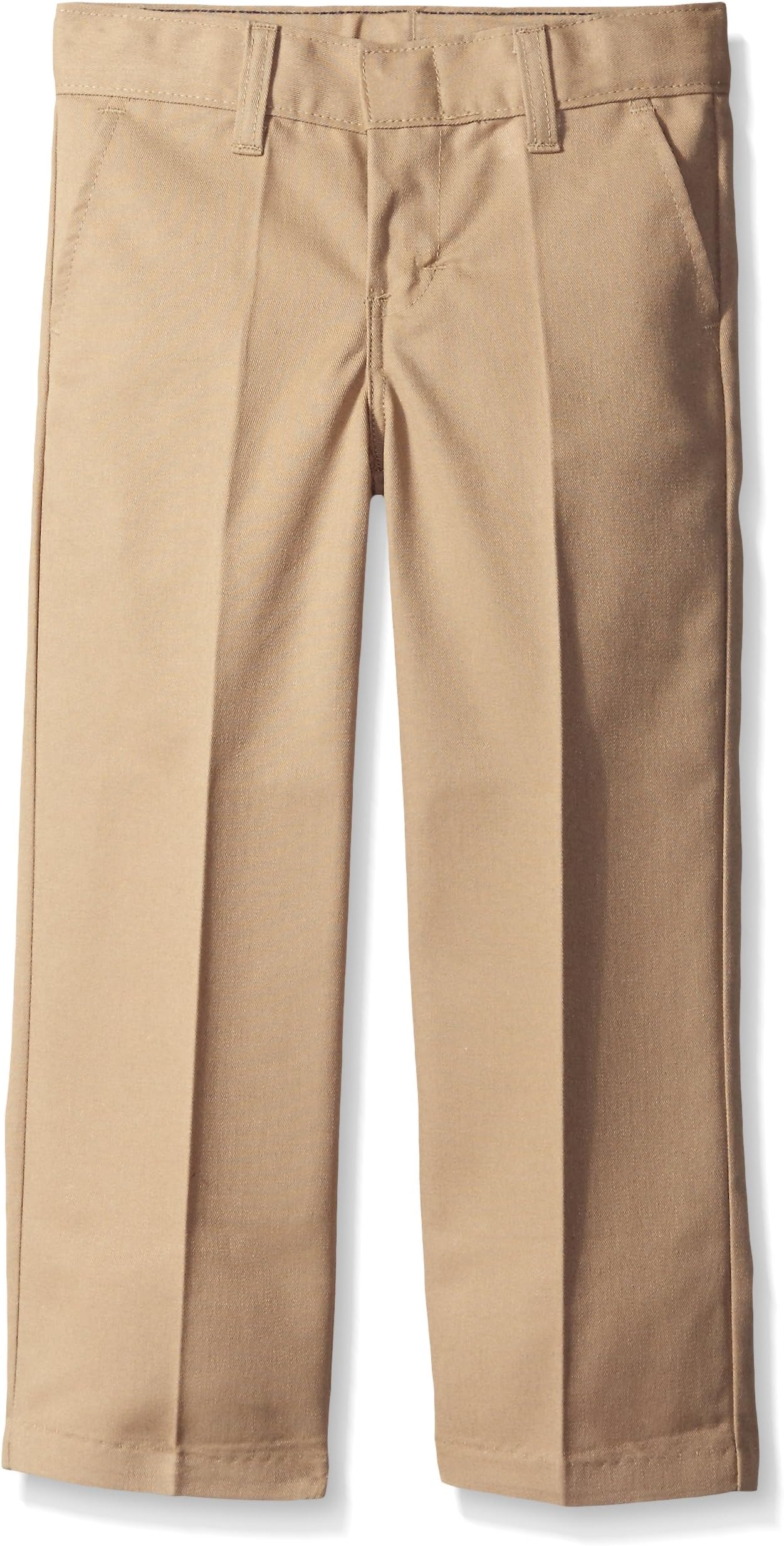 DickiesLittle Boys' Flex Waist Flat Front Pant with Logo, Khaki, 4 Regular