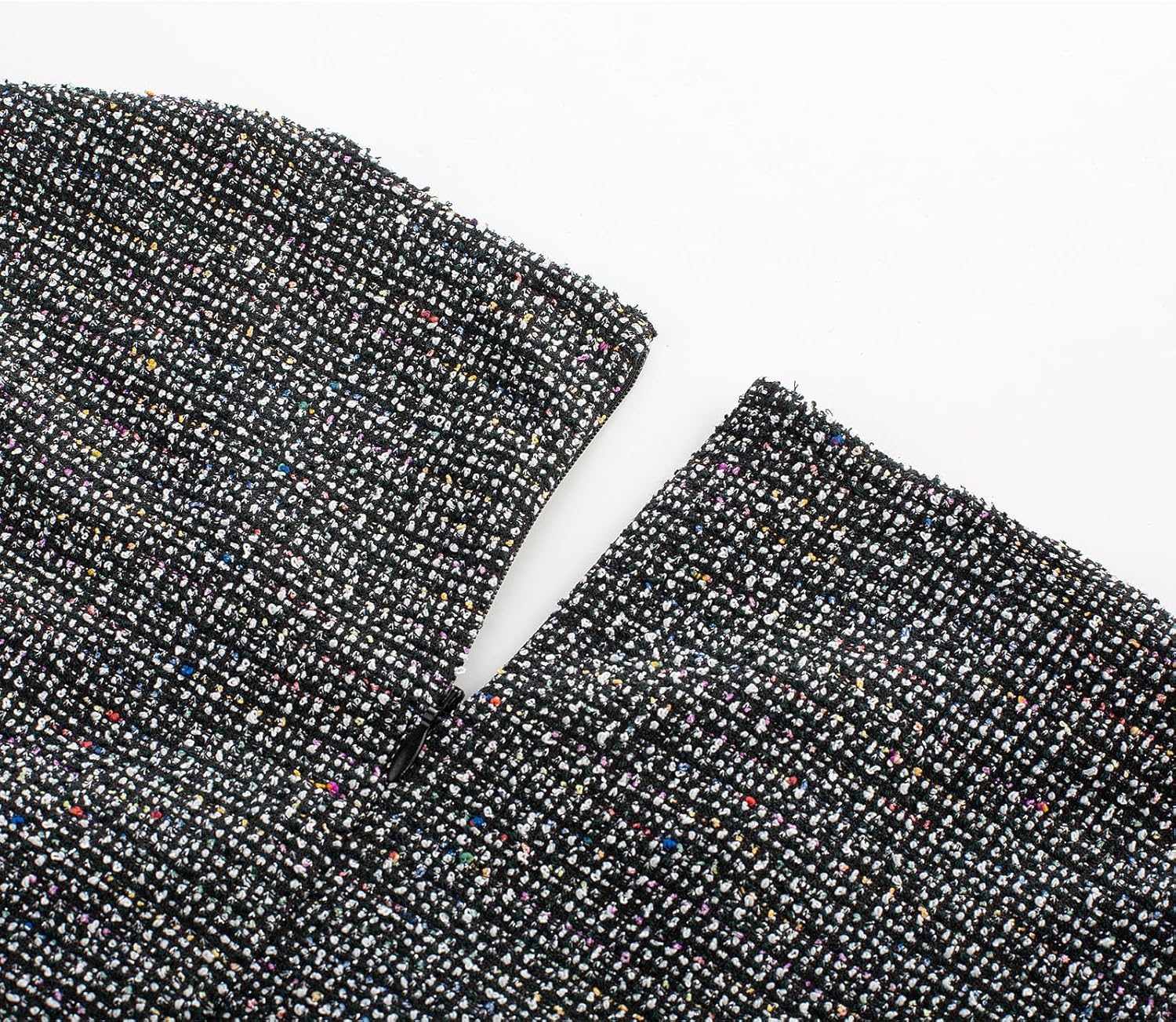 GRACE KARIN Womens Tweed Bodycon Fishtail Party Dress for Summer Spring Fall Winter Black White - Image 4