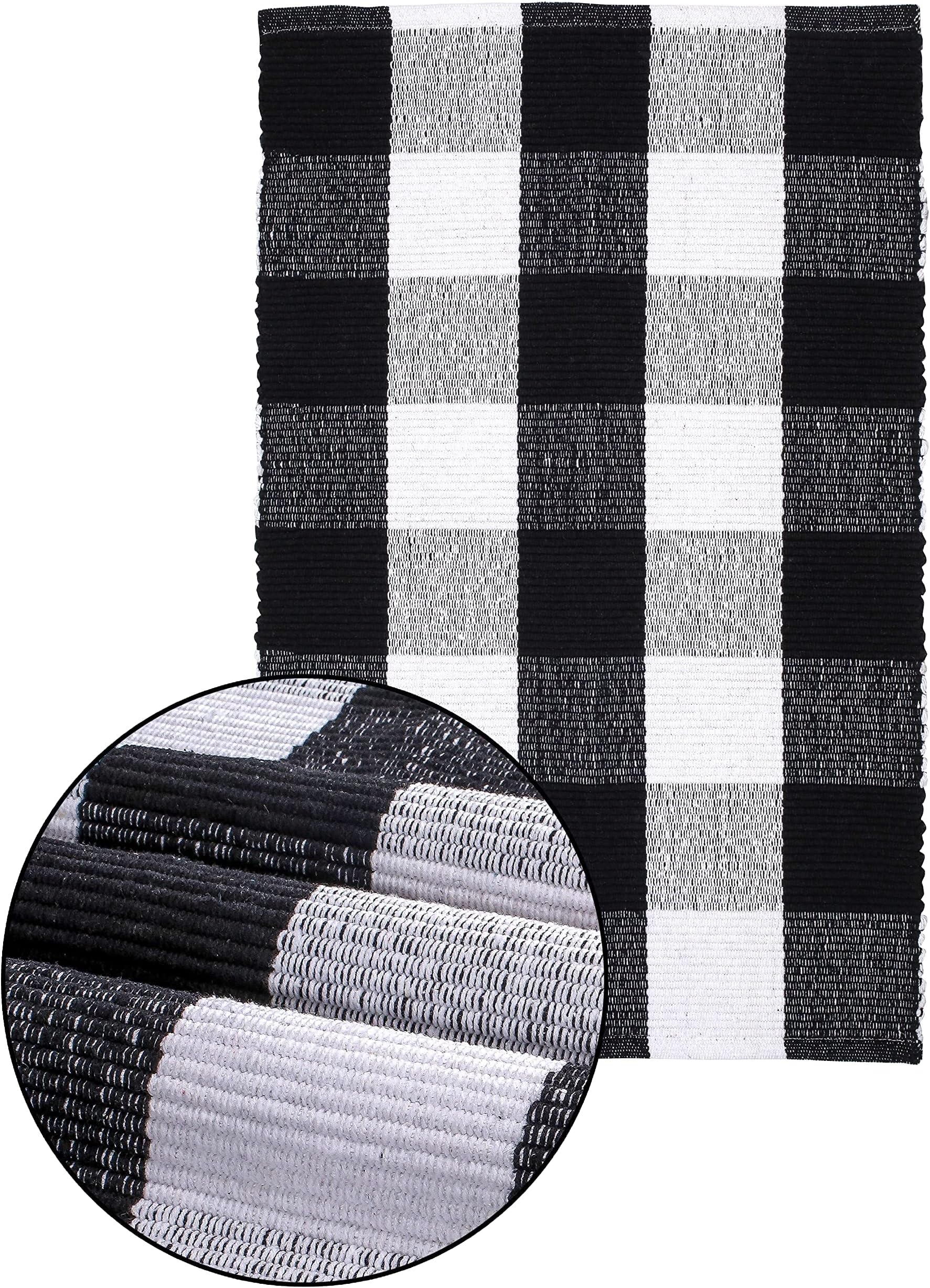 Amazon.com: Park Designs Buffalo Check Rag Rug - Black & Cream : Home ...