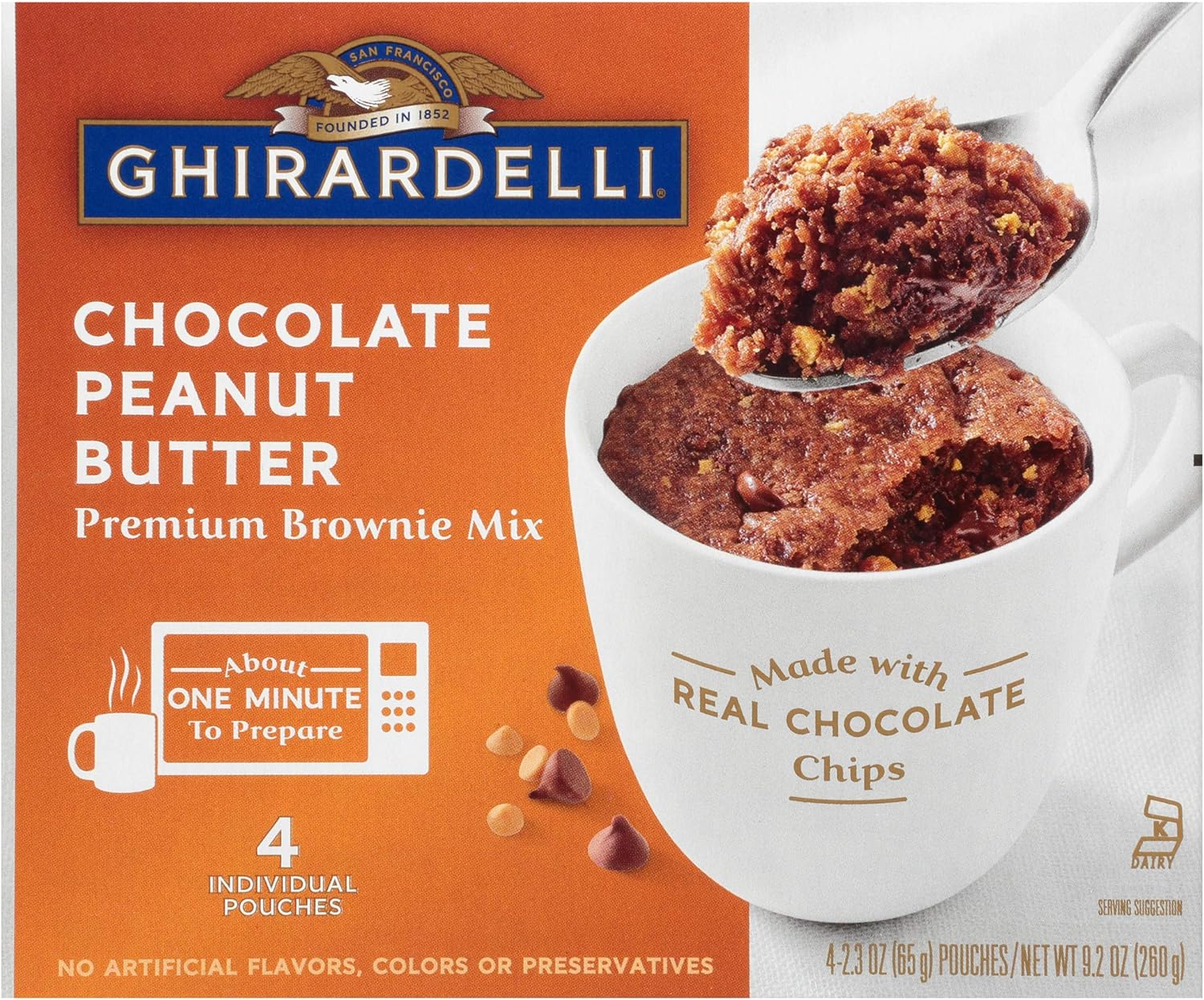 Ghirardelli Chocolate Peanut Butter Mug Brownie Mix, 9.2Ounce Box