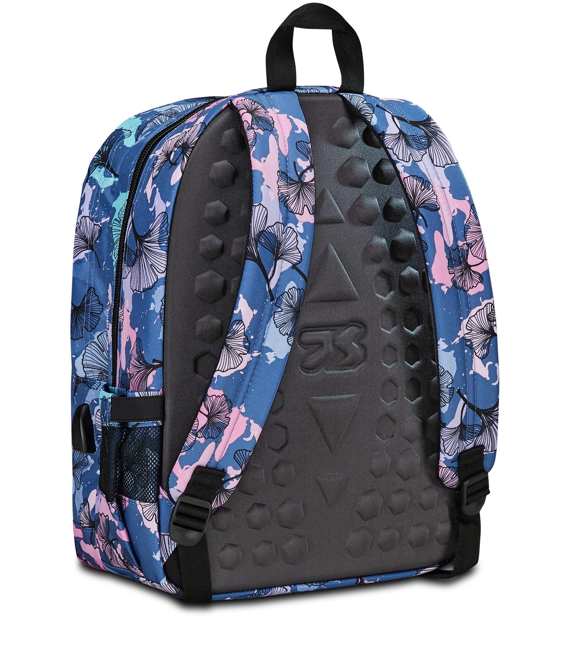 Seven Freethink Zaino Scuola Media e Superiore Ragazza, 34L, Doppio Scomparto, Tasca PC e Borraccia, Ricarica USB, viola blu