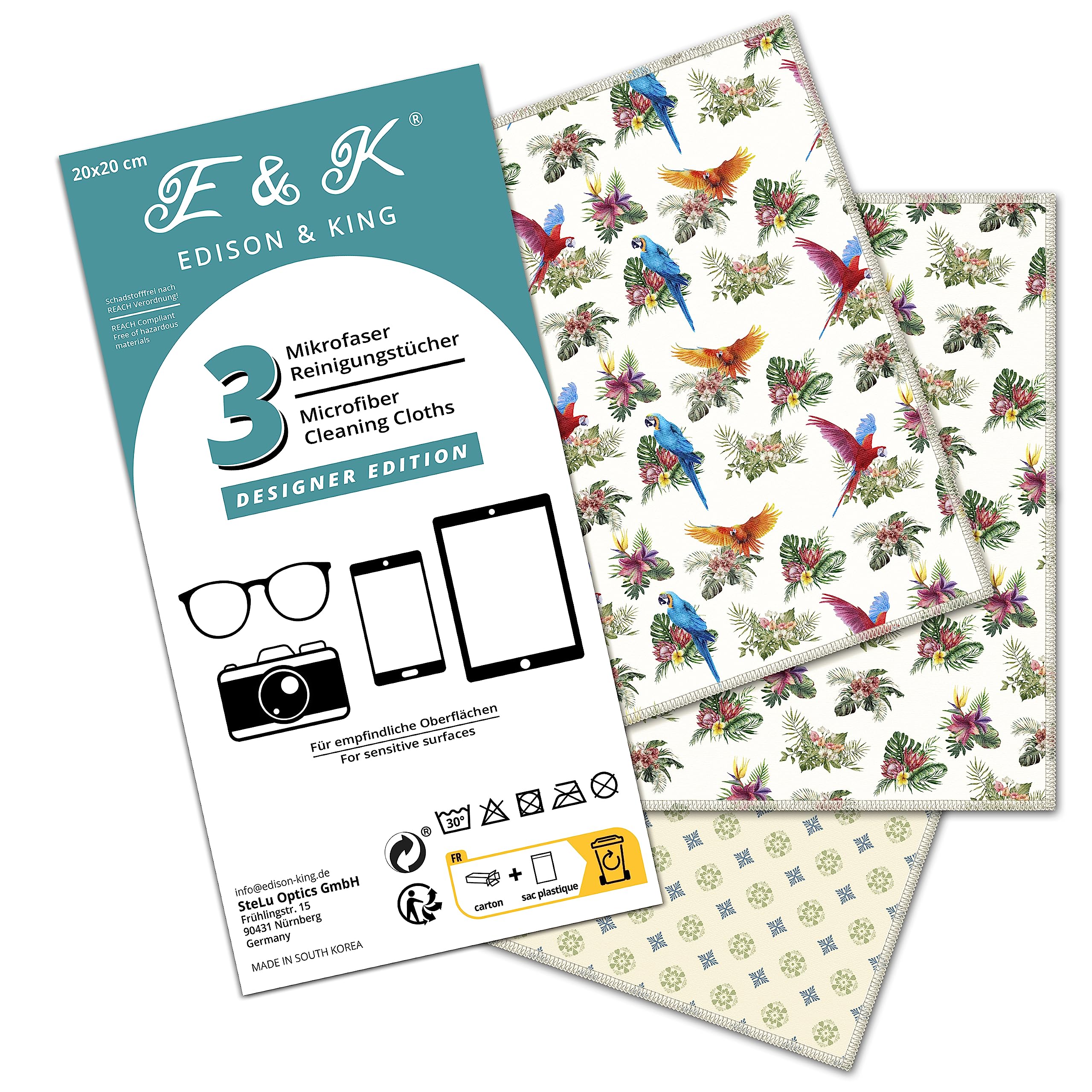 Panni In Microfibra Per Occhiali - Pacco Da 3, 20x20 Cm, Motivi Geometrici, Lavabili - Foto 4