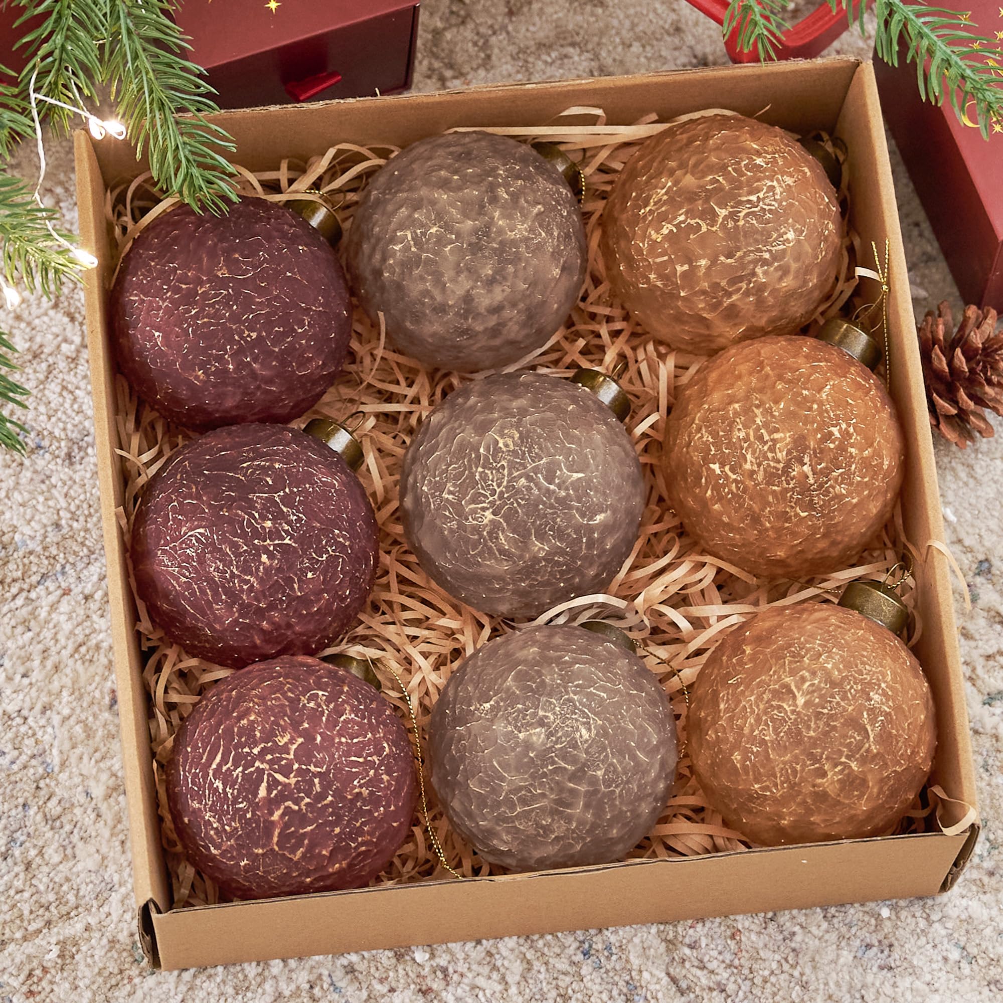 DN DECONATION Palla di Natale increspata, ornamenti da appendere per albero