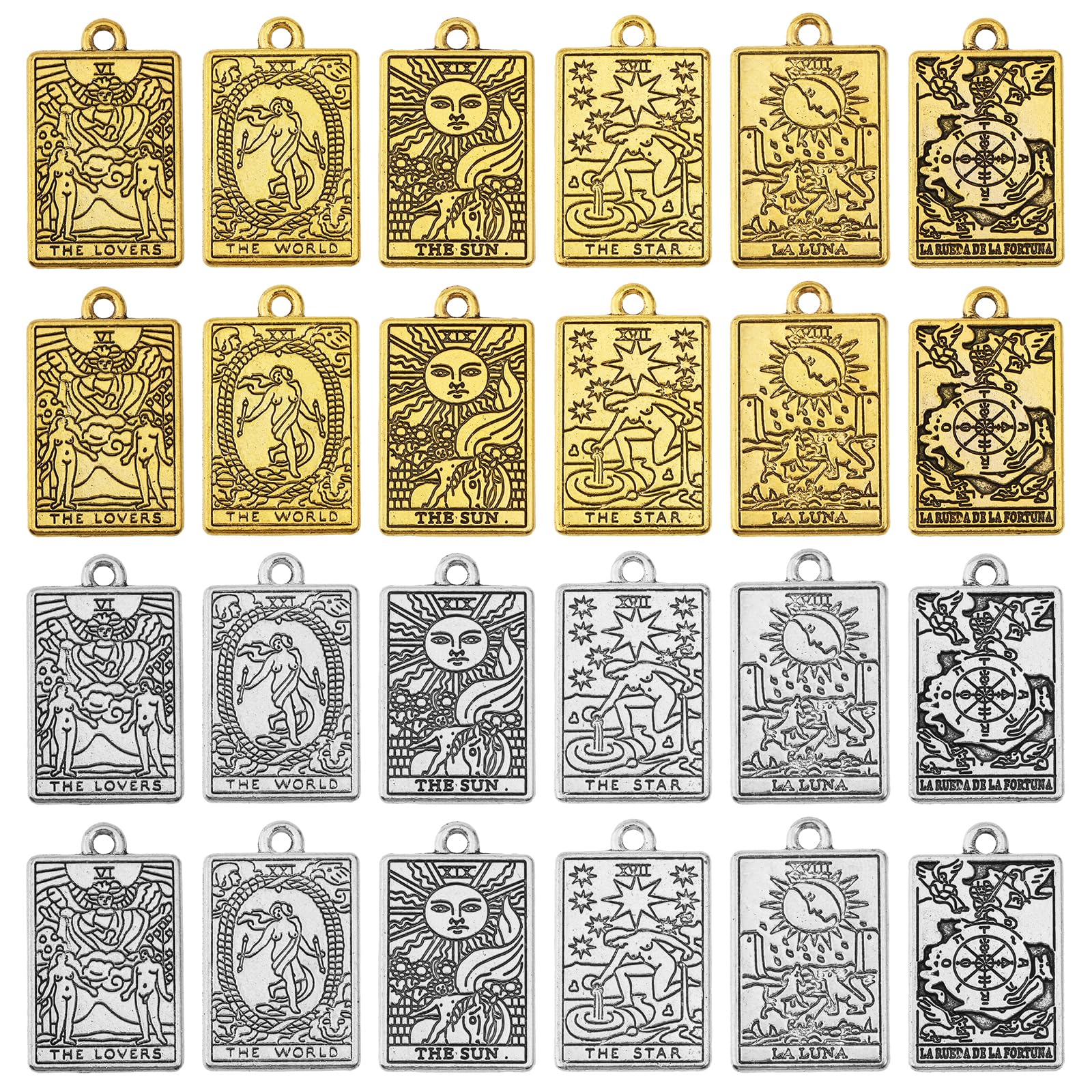 Colgantes rectangulares CHGCRAFT en aleación resistente, plata y oro antiguo 7