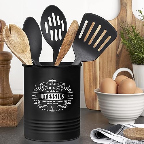 Miniatura 7 de Baie Maison Juego de 3 recipientes grandes de cocina, juegos de recipientes de granja para encimera de cocina, color negro, contenedor de café, té,