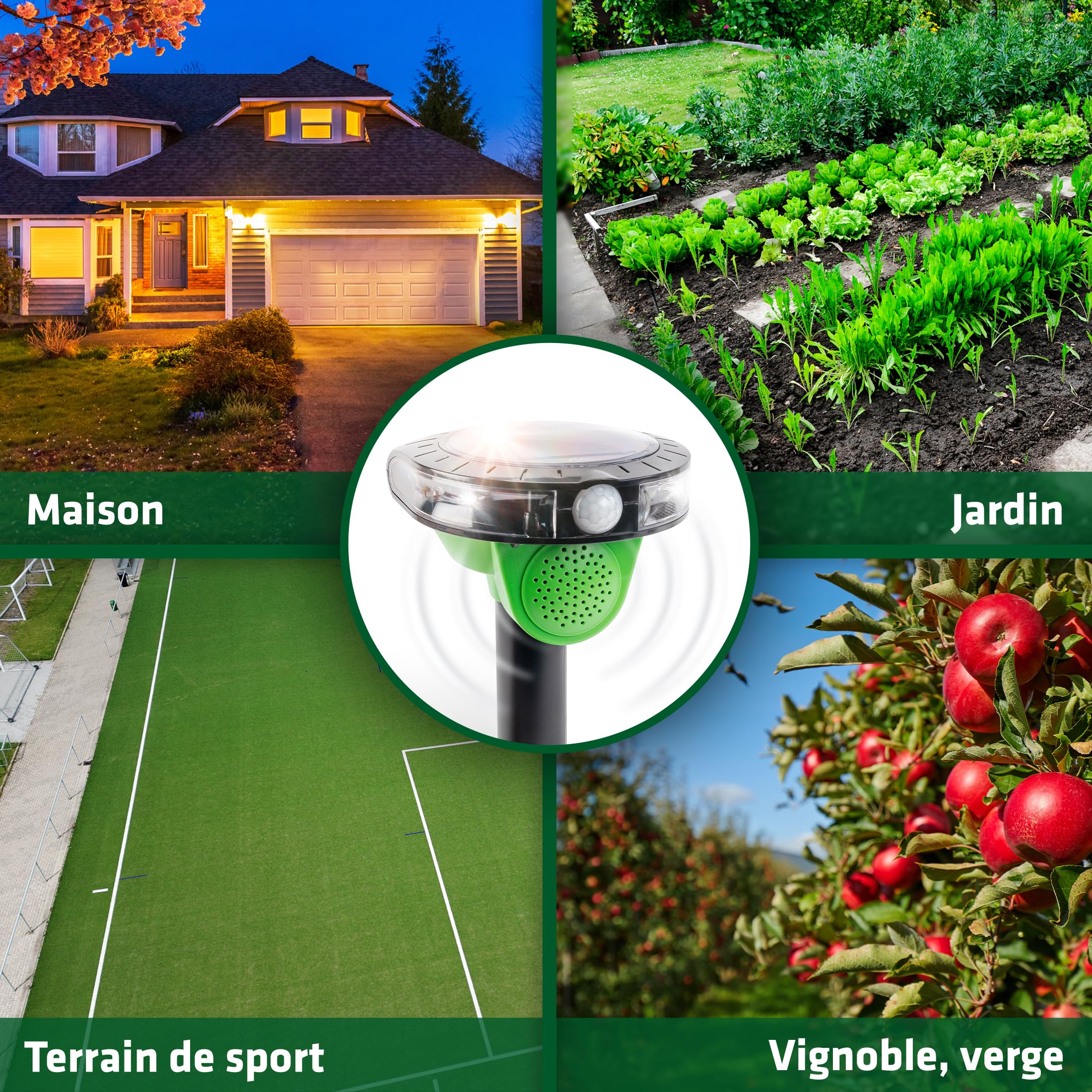 GARDIGO Répulsif Anti-Pigeons Solaire avec Détecteur de Mouvement | Anti-pigeons – Répulsif oiseaux Solaire – Détecteur de mouvement avec Flash LED – Pour Jardin, Terrasse