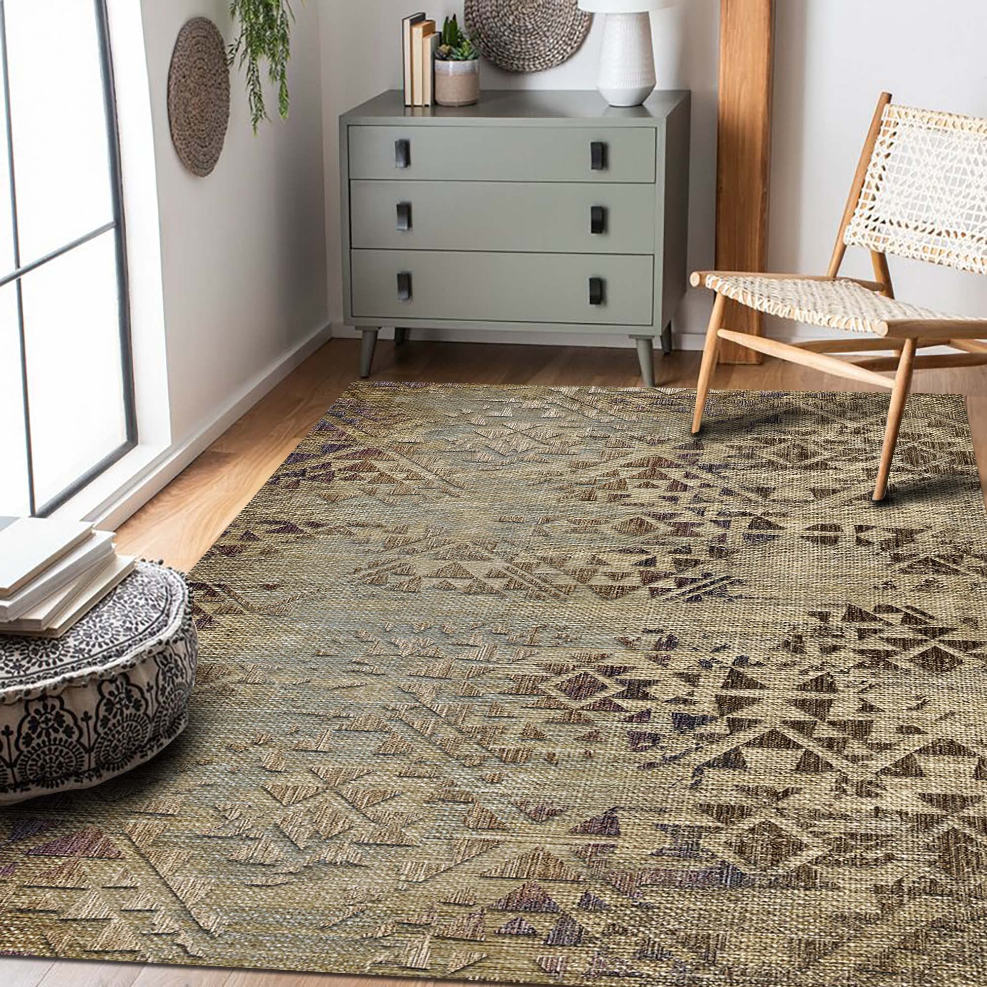 Latte Dizayn Aspen Desenli Kadife Pamuk Tabanlı Yıkanabilen Kaydırmaz Antibakteriyel Salon Halısı 200x300
