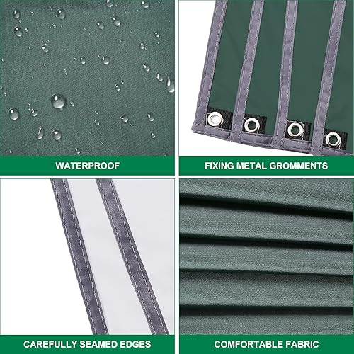 Miniatura 5 de WADEO Lona de camping con postes, lona impermeable y ligera, 10 x 10 pies, refugio de supervivencia para moscas de lluvia para campamento,