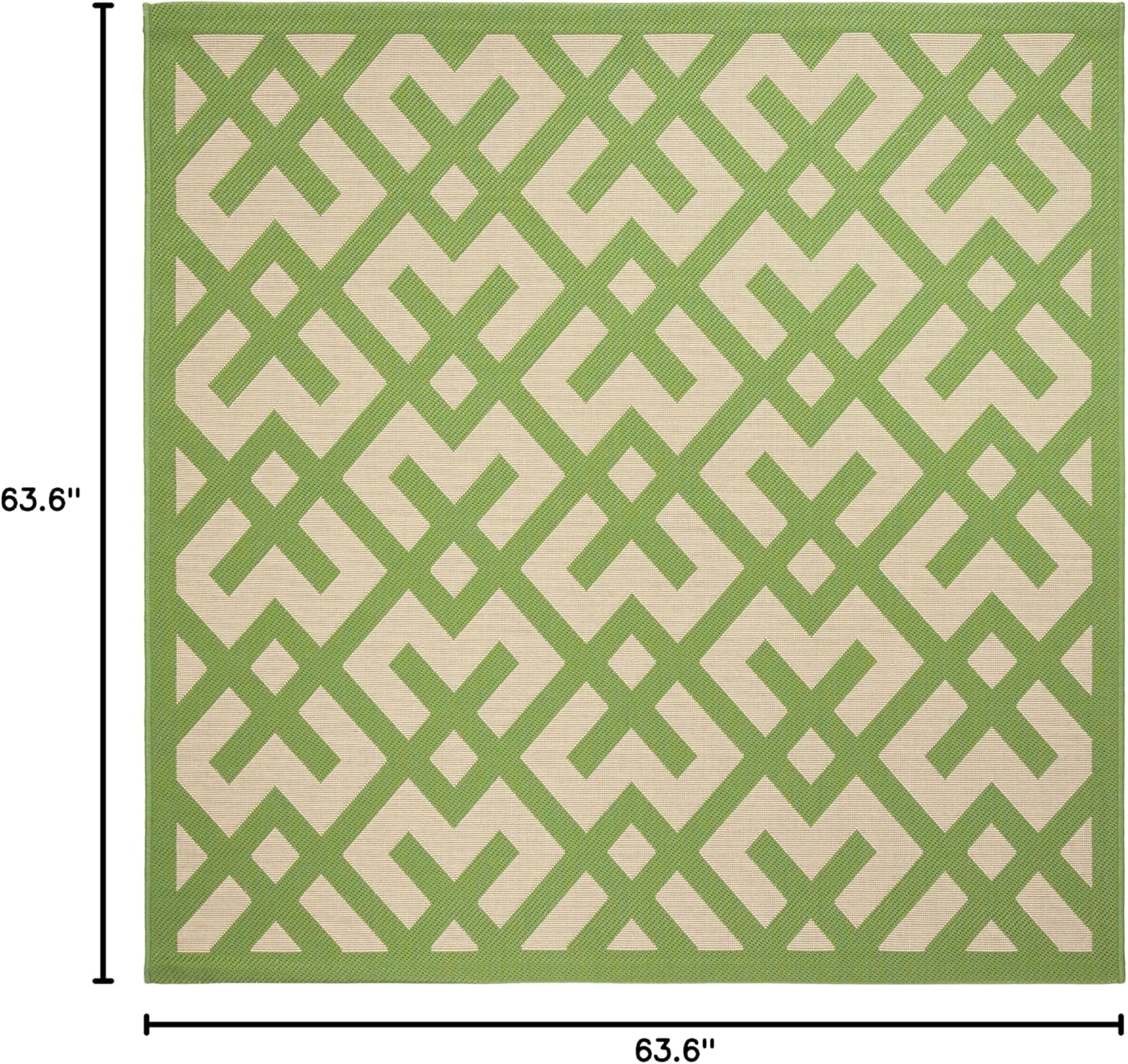 SAFAVIEH Washable Rug Outdoor Courtyard Collection - 5'3" Square, Beige & Green, Non-Shedding & Easy Cleaning, Ideal for Patio, Backyard, Mudroom (CY6915-244)