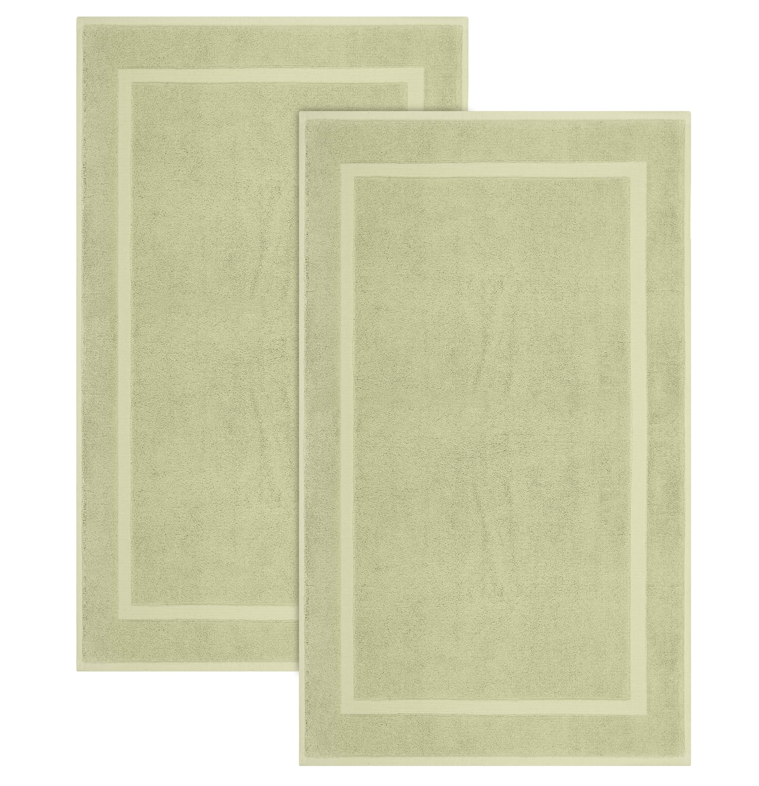 COTTON CRAFT Bath Mats - 2 Pack 100% Cotton 21x34 Inches - Ultra Absorbent - Plush 1000 GSM - Banded Border Luxury Towel Rug - Step Out Tub Shower