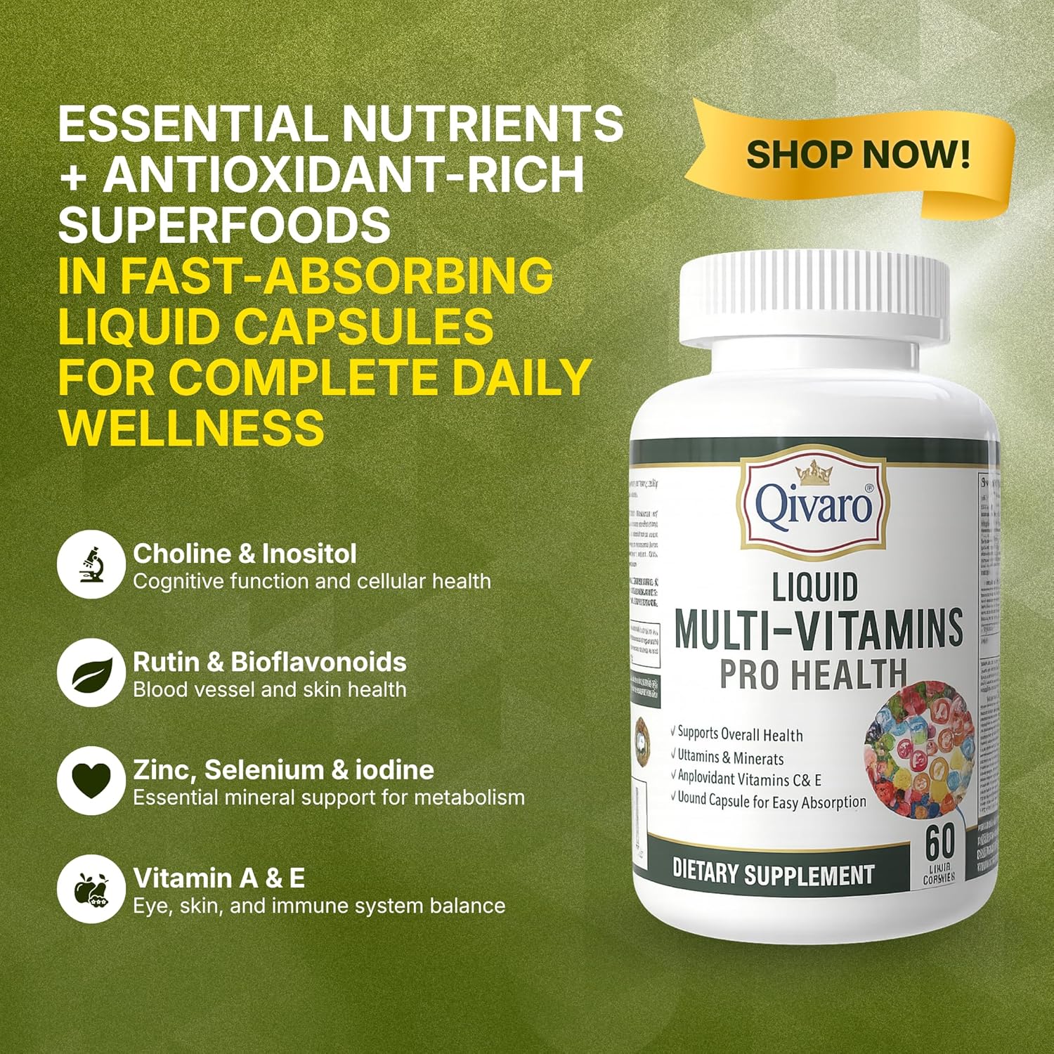 International 60 Liquid filled Multivitamin capsules, Vitamin B-Complex, Vitamin D3, Zinc, CoQ10, Panax Ginseng, Multivitamin Minerals, Daily Mineral Support , 42-Fruit & Veggie Herbal Blend - Image 5