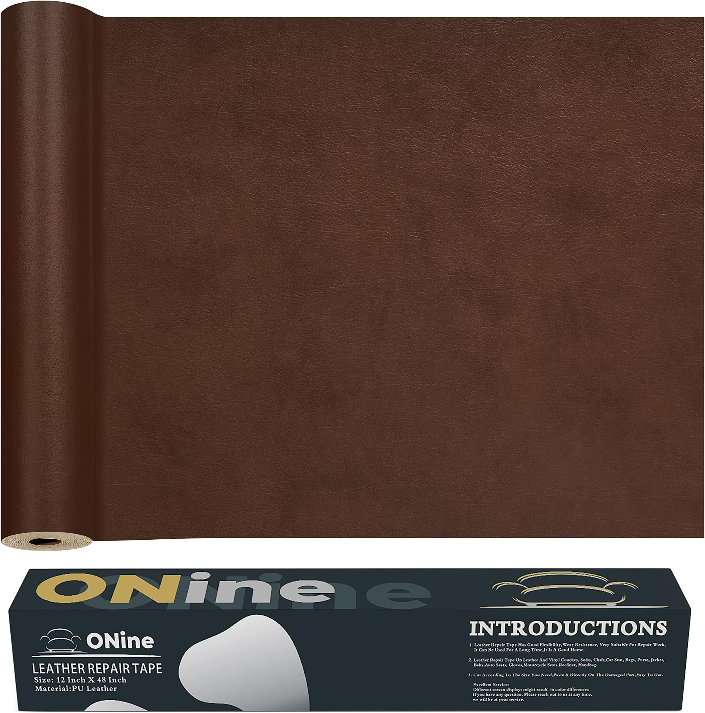 Leather Repair Patch，Leather Repair Tape, 12 x 48 inches Leather Repair Patch for Furniture,Vinyl Repair kit，Leather Couch Patch，for Sofas, Furniture, car Seats, Office Chairs(Caramel)