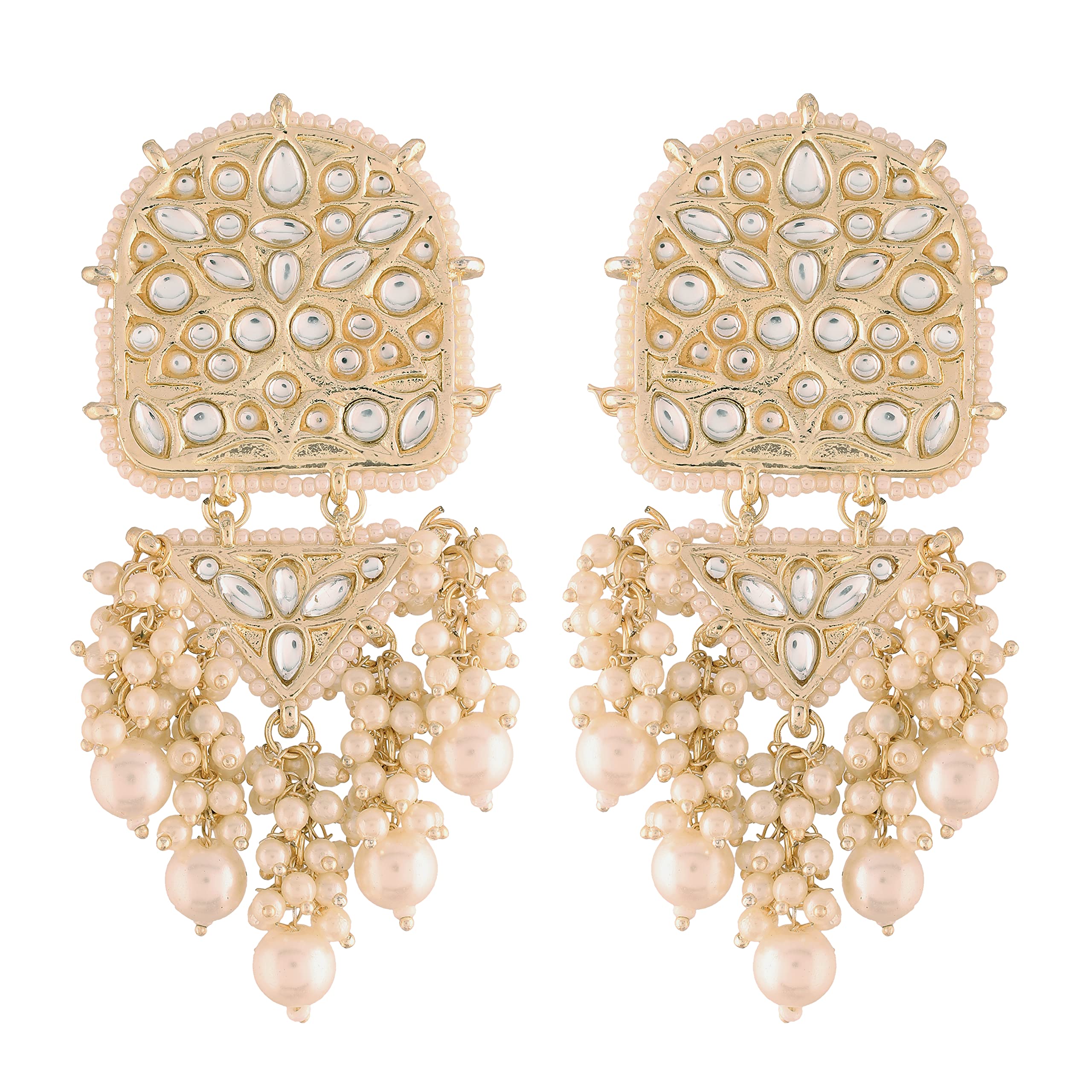 I Jewels 18k Gold Plated Kundan Pearl & Beades Studded Dangle Earrings for Women (E2944W) (B09LD6XW9T) Amazon Price History, Amazon Price Tracker