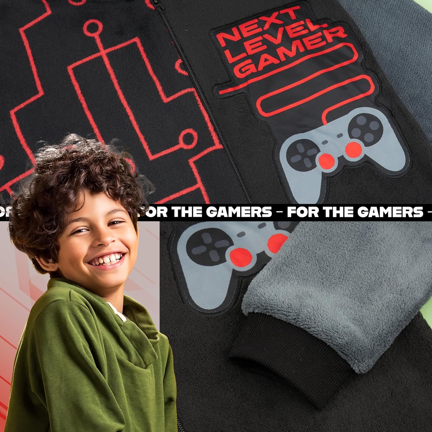 Get Trend One Piece Pajamas for Boys, Teens Fleece Loungewear Soft Jumpsuit Sleepwear Cozy Nightwear Gifts for Boys - Image 2