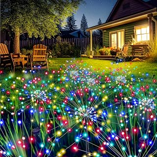 GIGALUMI 8 Pack Solar Firework Lights Outdoor, Garden Decor, Multicolored