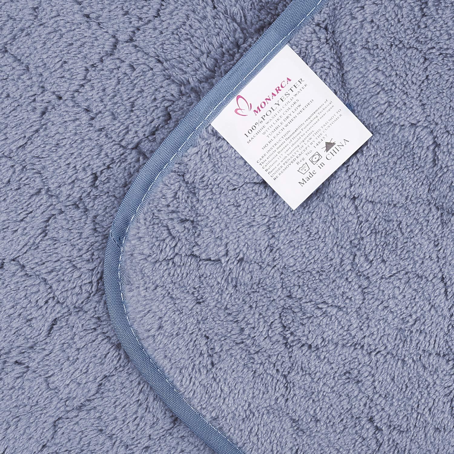 Monarca Plush Fleece Towel Set 2 Packs, Microfiber Bath Towel - 30"x60", Absorbent & Fast Drying (Blue-Grid Pattern)