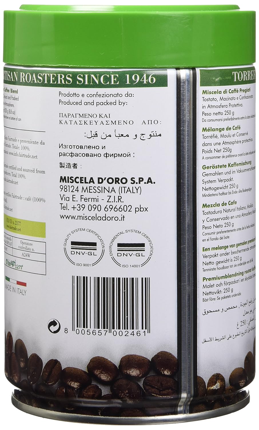 Miscela D'oro Espresso Natura Ground Coffee, 250 GR