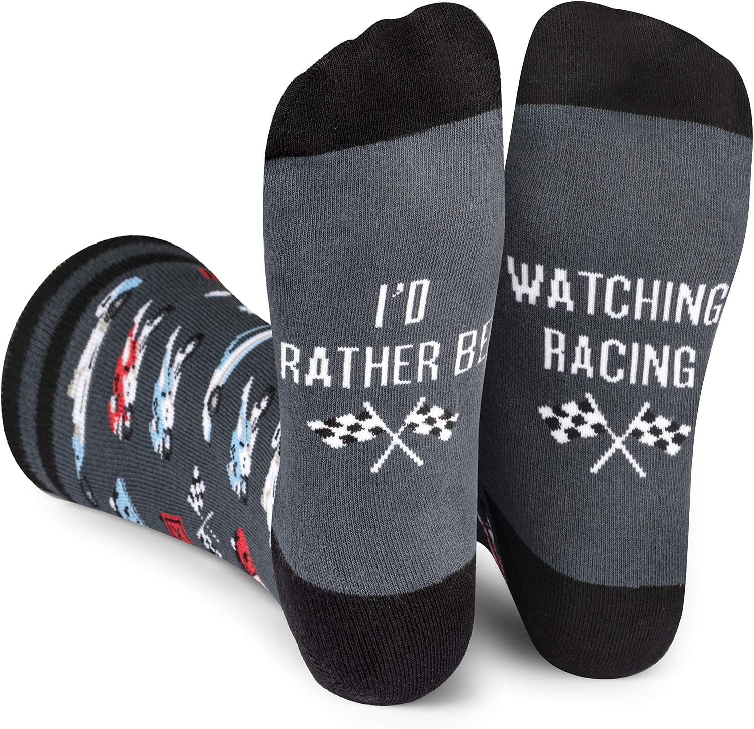 Racing Fan Socks Funny Race Car & Motorcycle Gift for Men Women Teens | Premium Cotton Blend, Super Soft, Durable, Gift for Racing Fans, Race Car Novelty Socks, Funny Motorcycle Gift