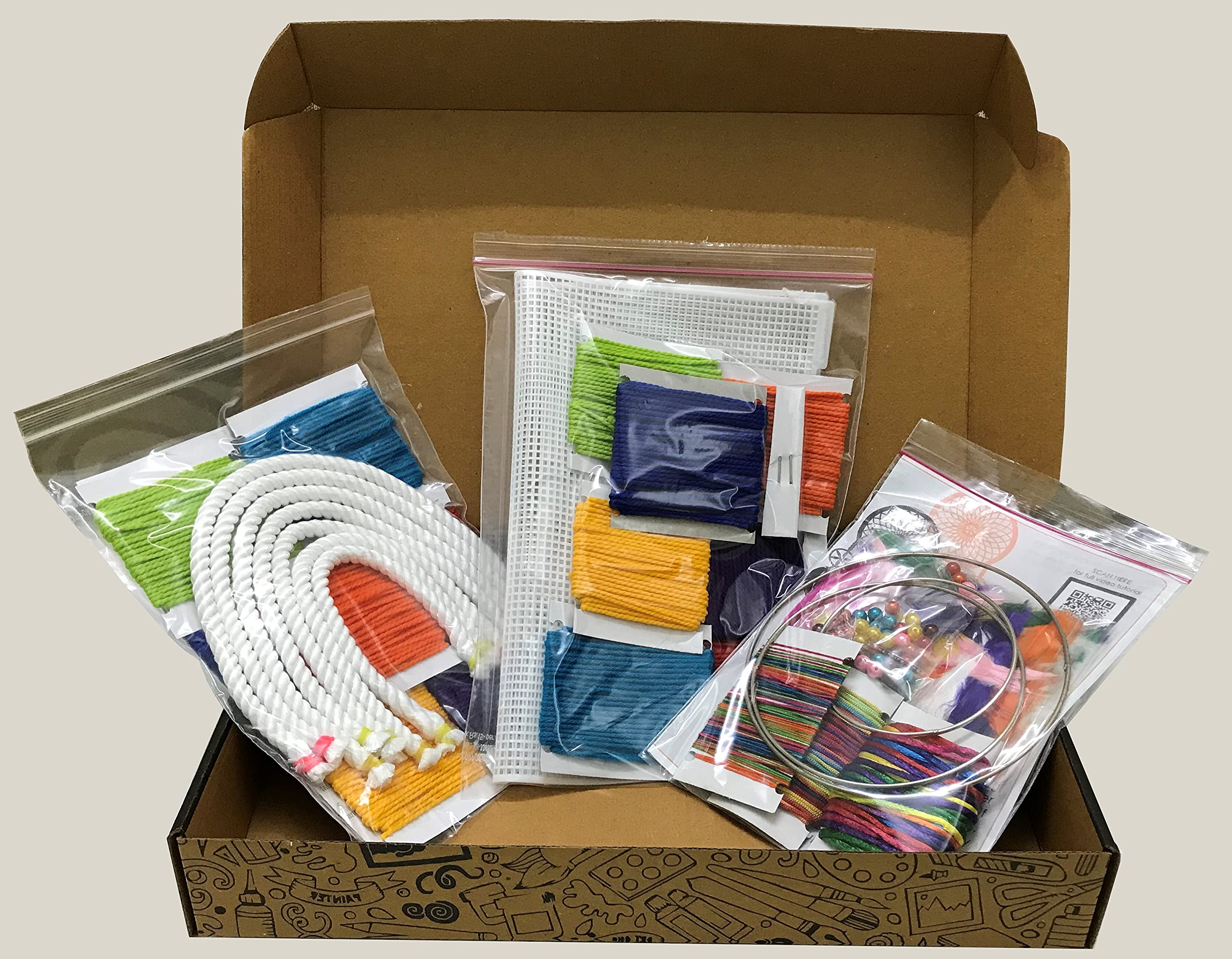 The Brown Box® 3-in-1 Awesome Craft Kit -Dream Catcher,Macrame Rainbow,Cross Stitch kit. Creative Toy & DIY Set for Kids - 7 Years and Above,Birthday Gift,Birthday Gift for Girls Age 9-12 (B096W6RDBQ) Amazon Price History, Amazon Price Tracker