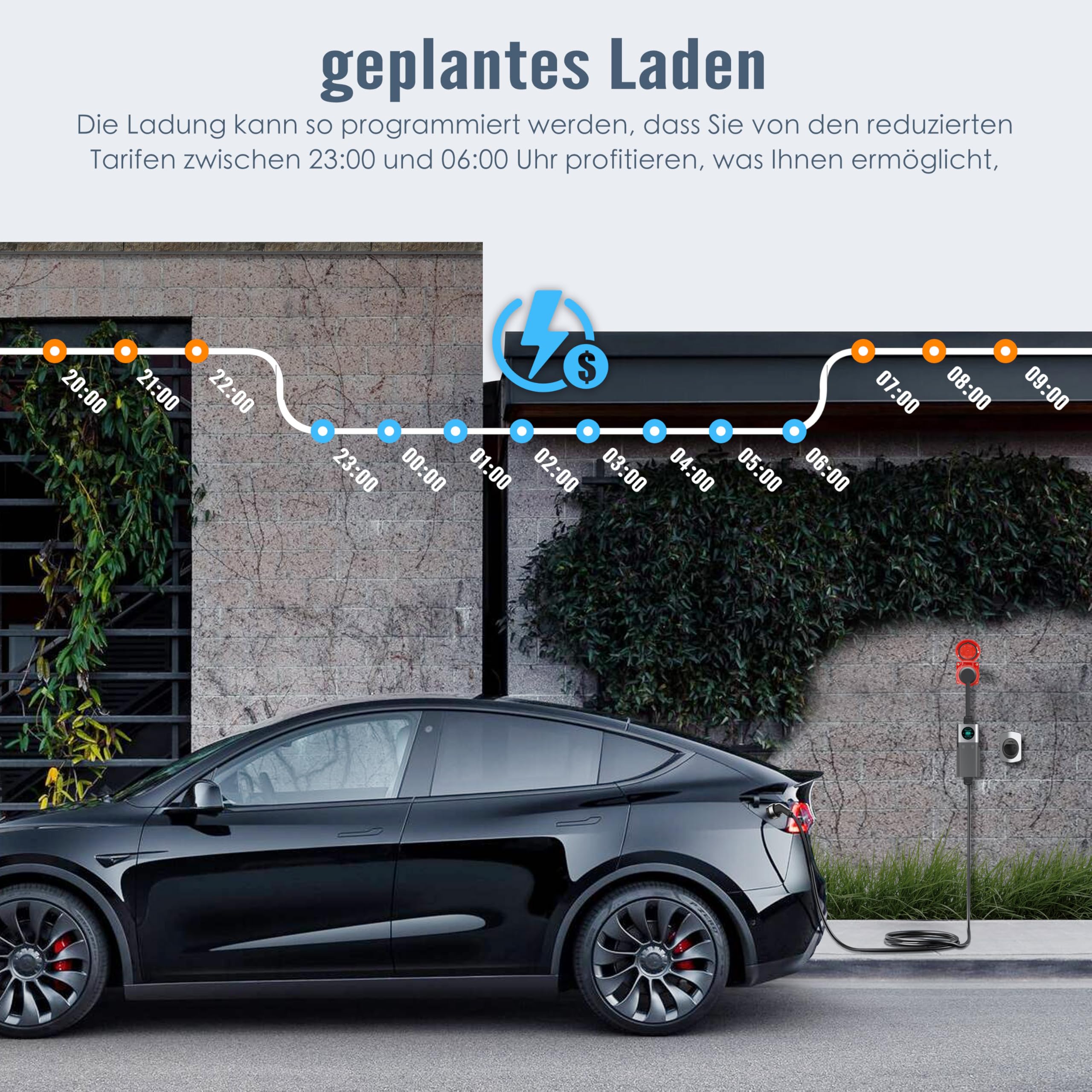 AC-Ladegerät für Elektrofahrzeuge, [11 kW, Dreiphasig, 7 m, 6–16 A], Typ-2-Stecker, 5-poliger CEE-Stecker, Mobiles Ladegerät, Wandmontierbare Wallbox, MG Renault Tesla BYD VW, Hochwertigkeit